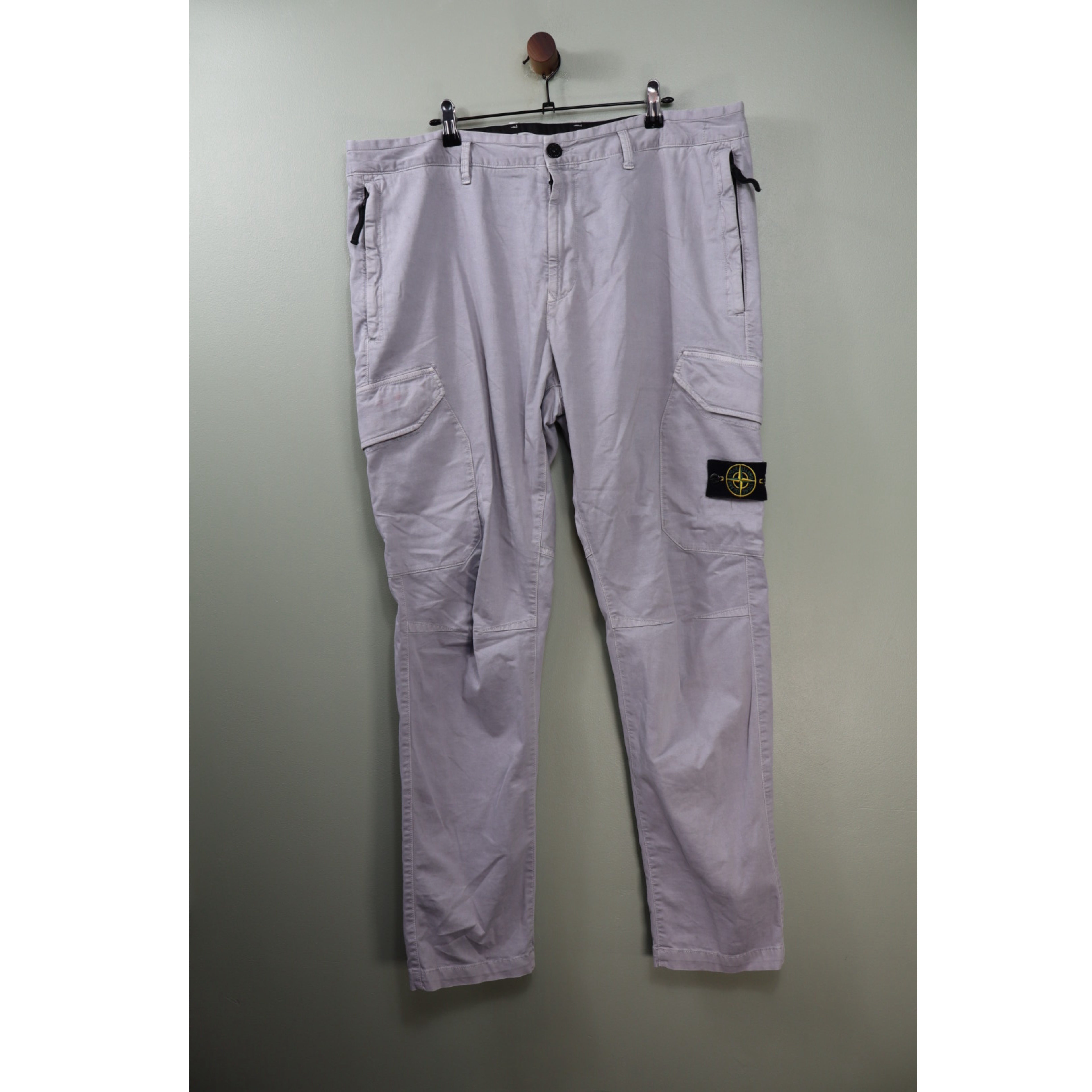 Stone Island Light Grey RE-T Cargo Bottoms
