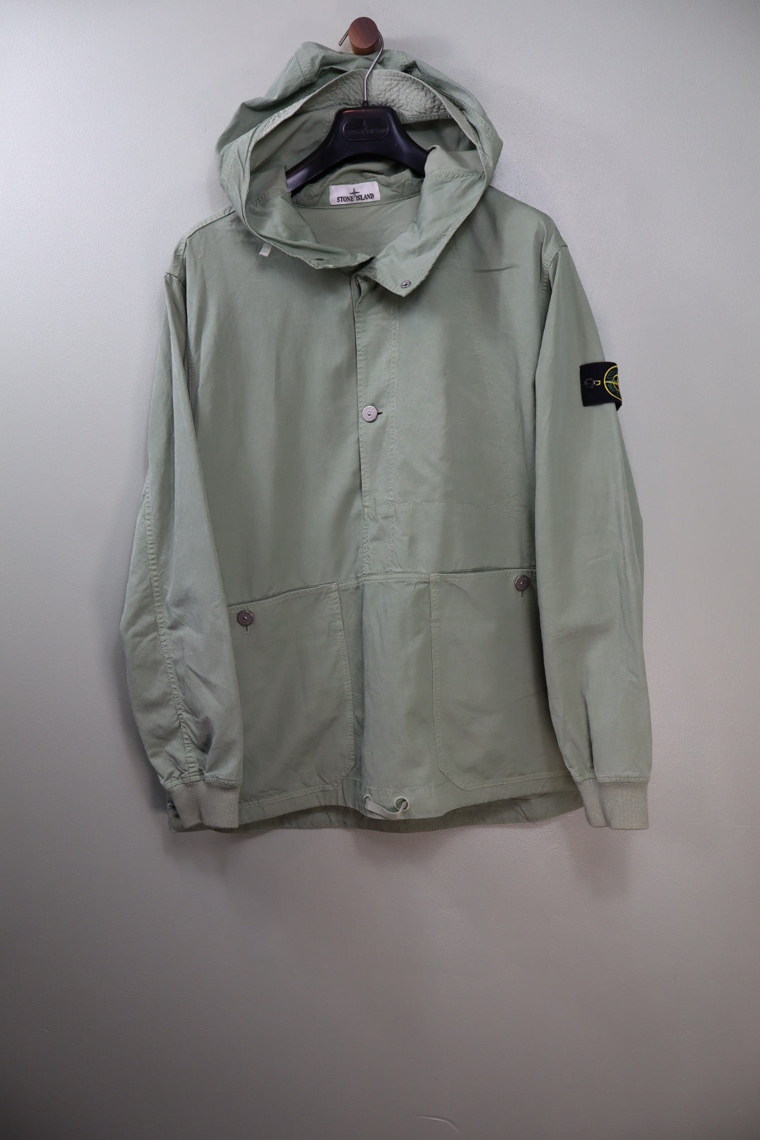 Stone Island Sage Green Cupro Cotton Twill Smock