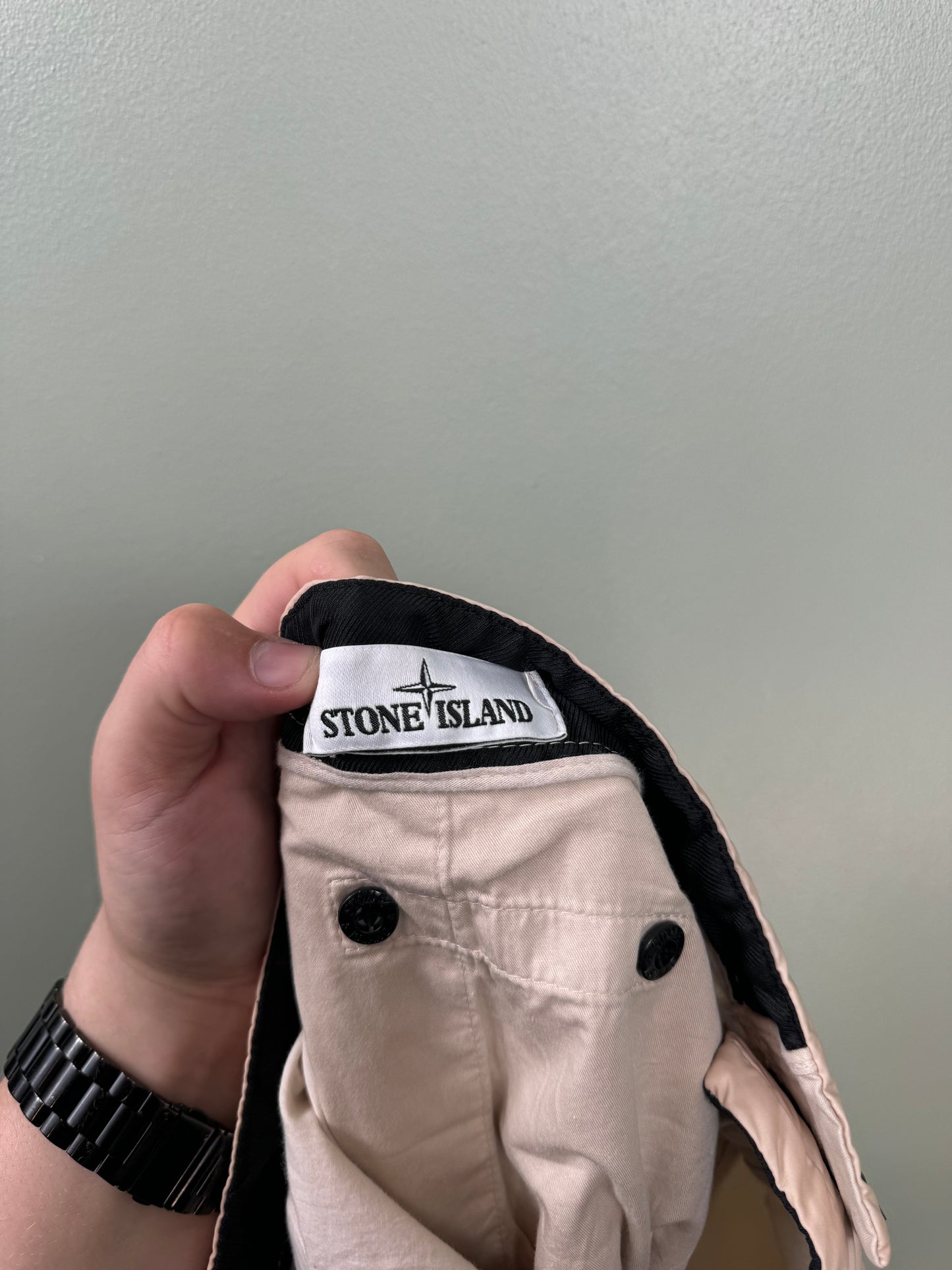 Stone Island Beige CO Cargo Bottoms