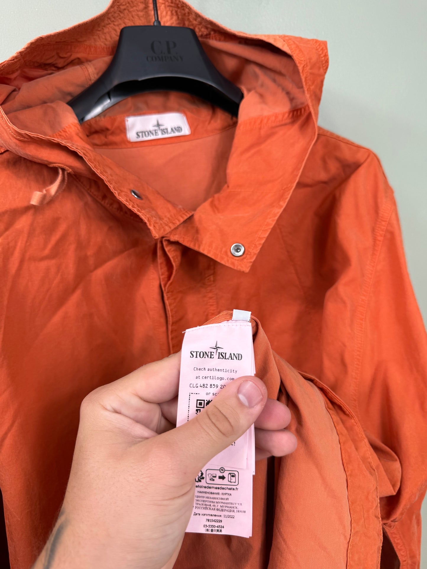 Stone Island Orange Cupro Cotton Twill Smock