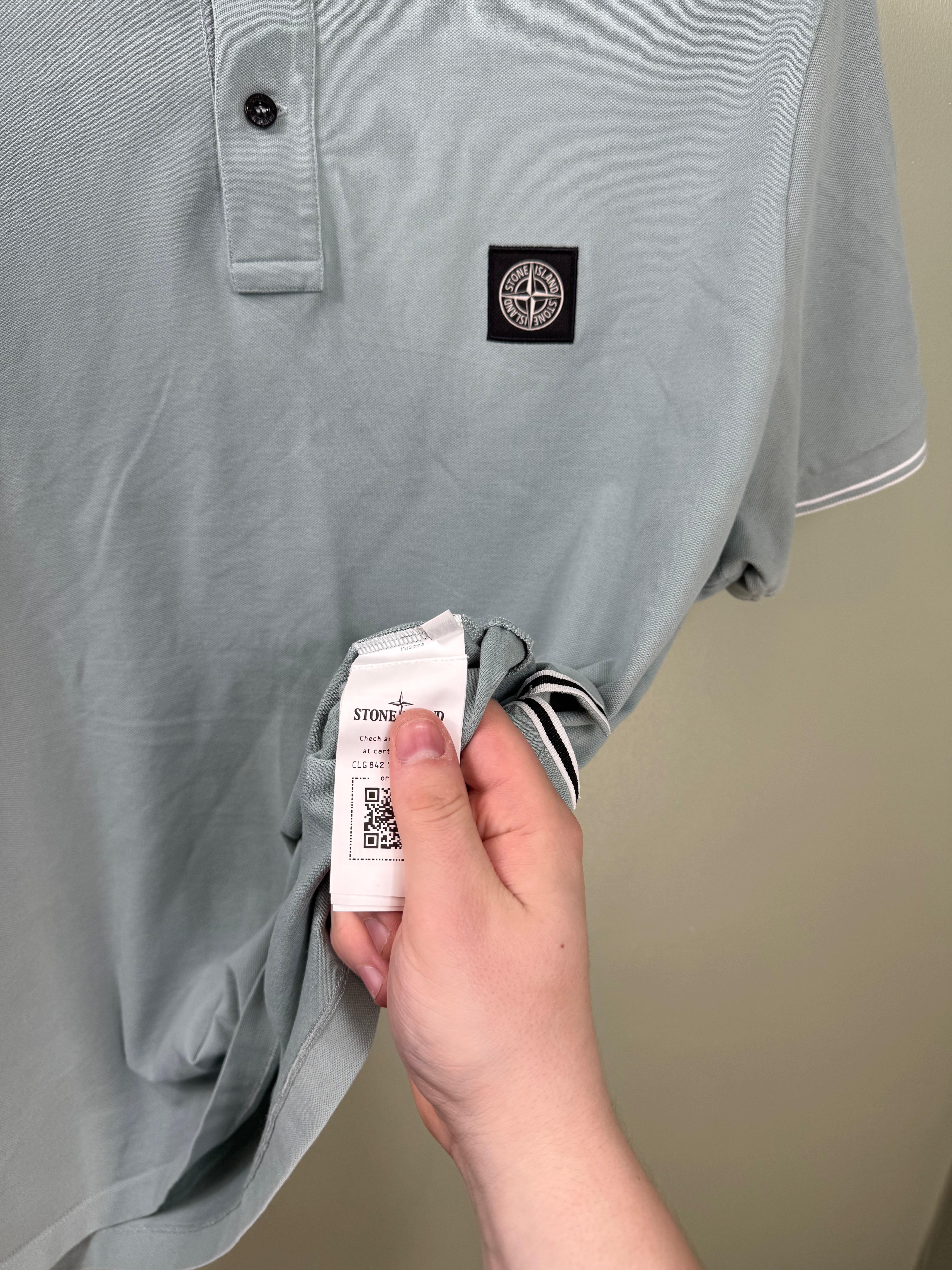 Stone Island Pastel Blue Slim Fit Polo
