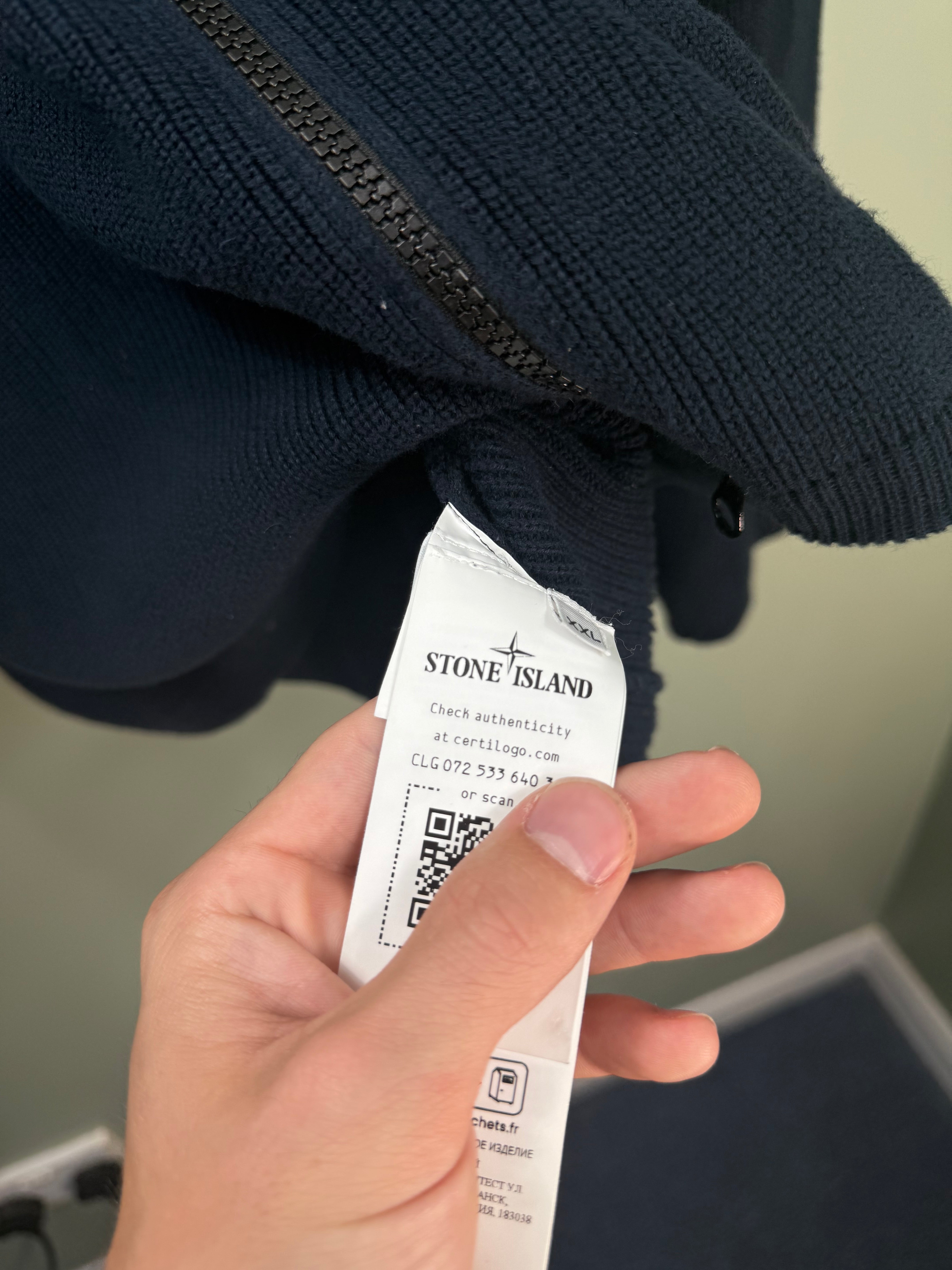 Stone Island Navy Knit Zip Jumper
