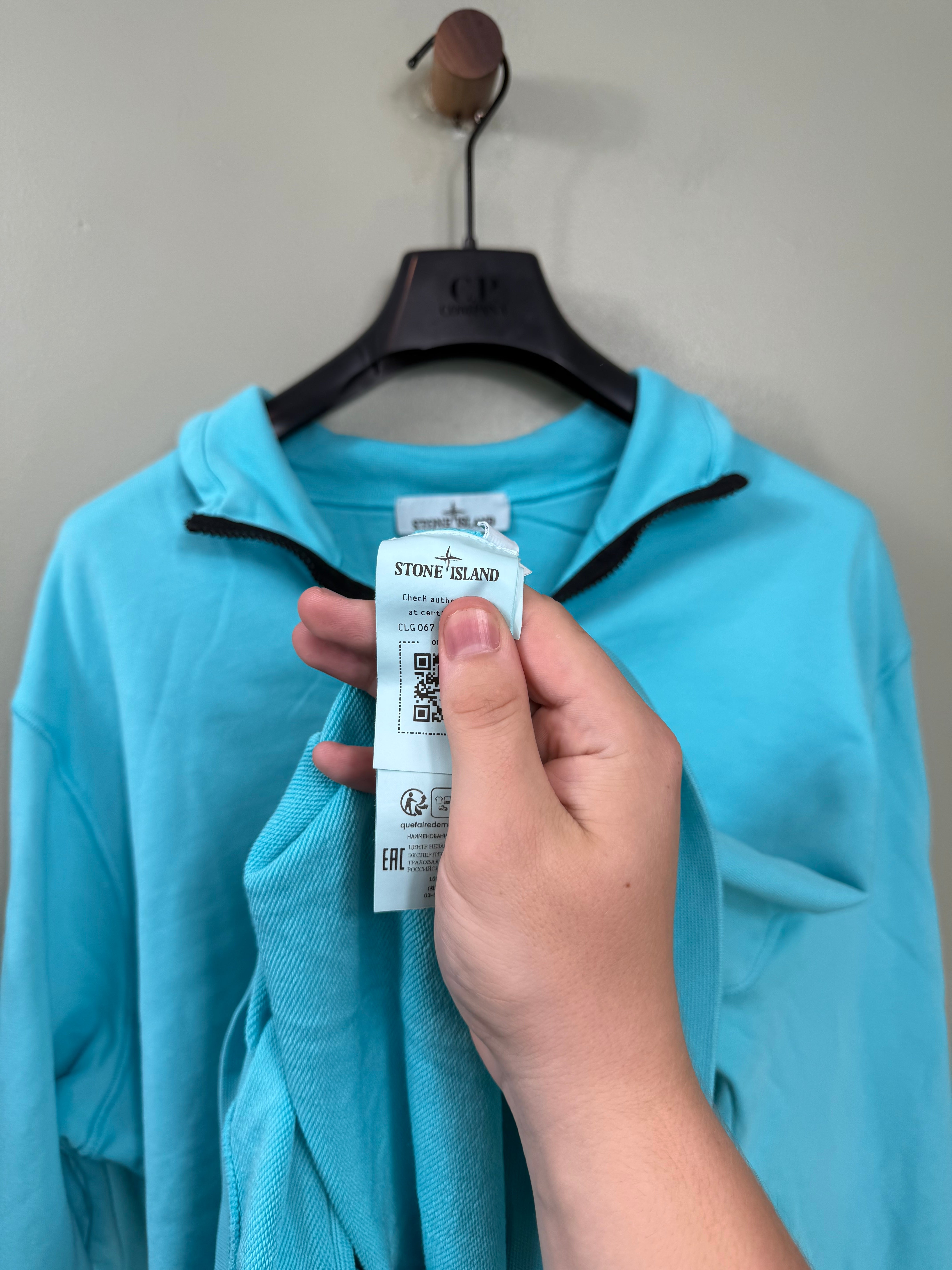 Stone Island Aqua Blue 1/4 Zip Jumper