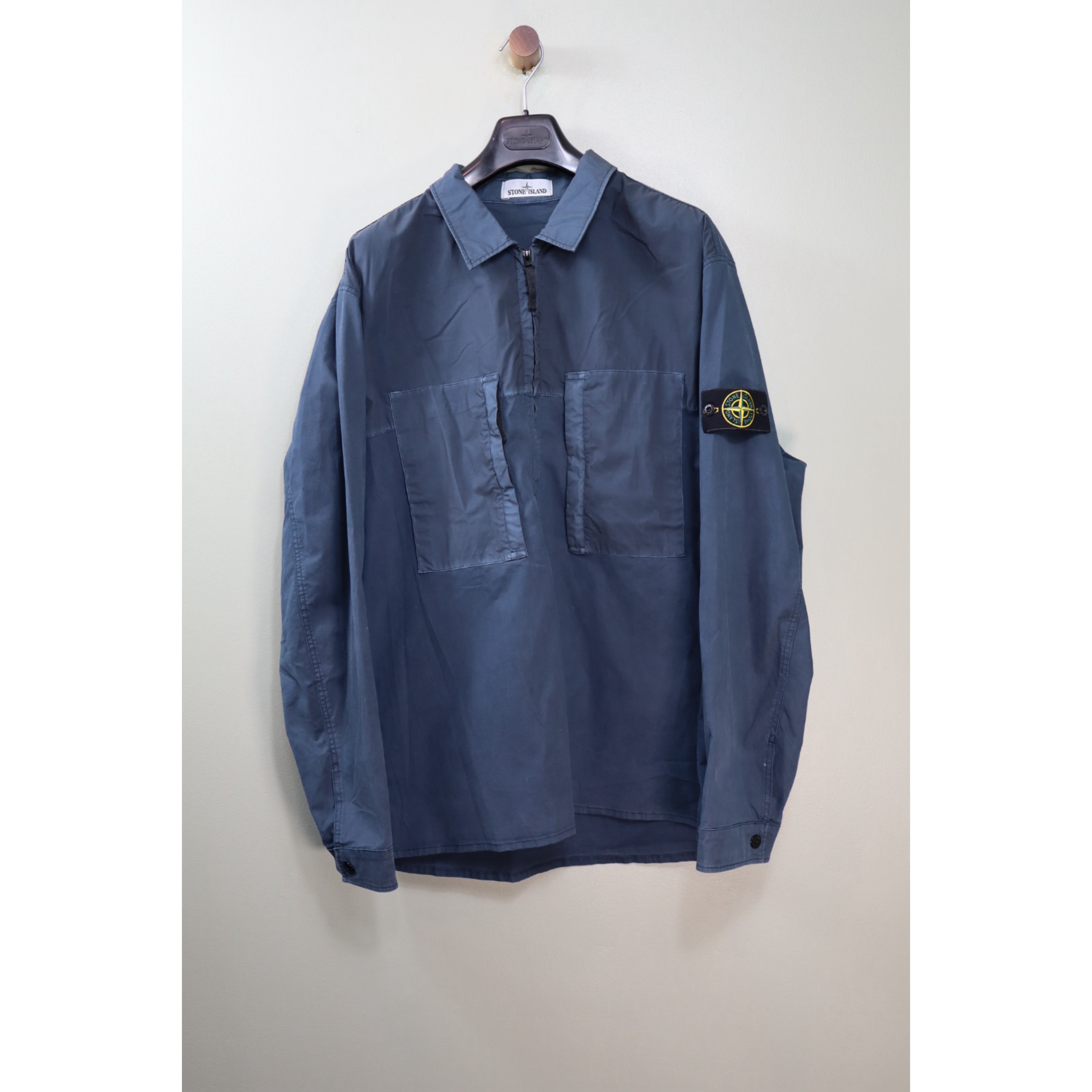 Stone Island Navy Mussola Plated Overshirt