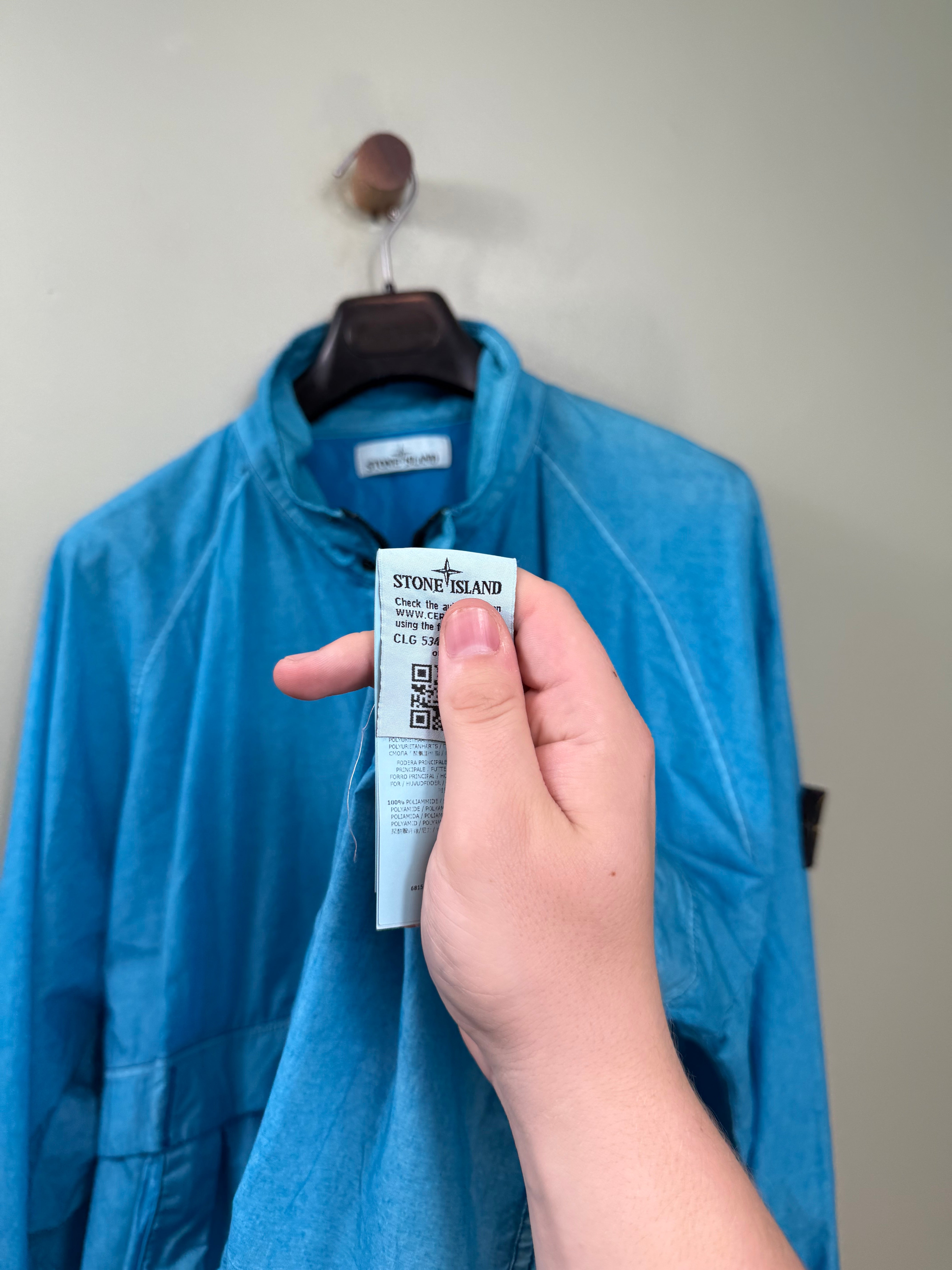 Stone Island Aqua Blue Resin Poplin Smock