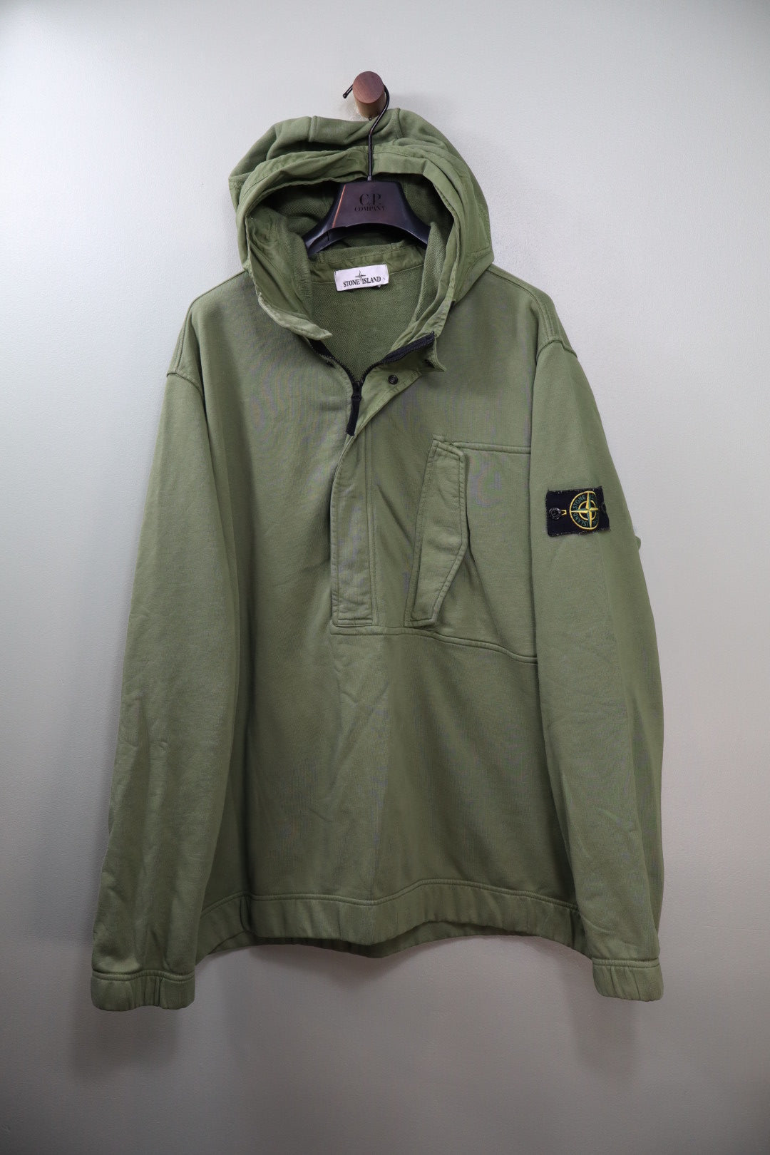 Stone Island Khaki 1/4 Zip Hoodie
