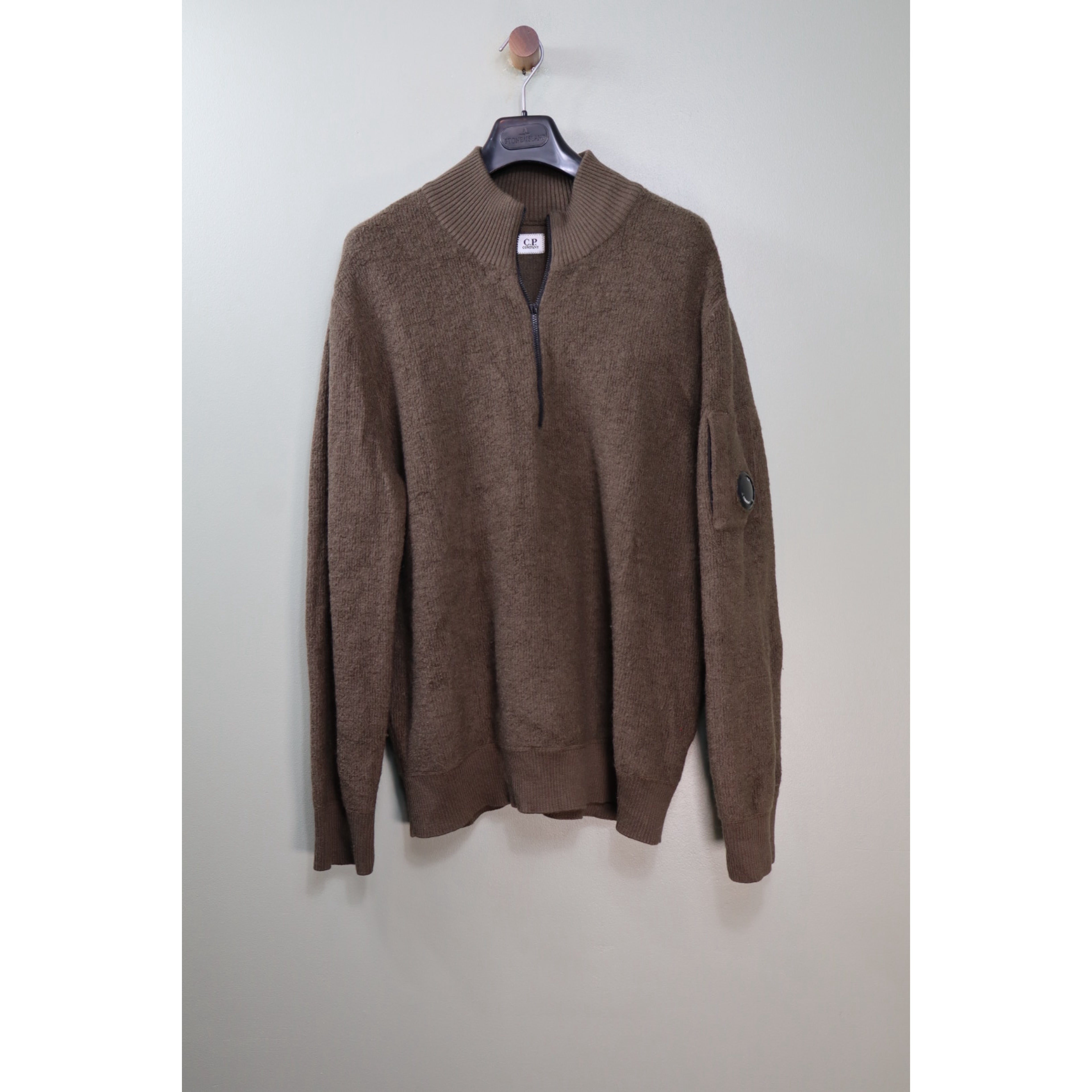 C.P. Company Khaki 1/4 Zip Knit Jumper