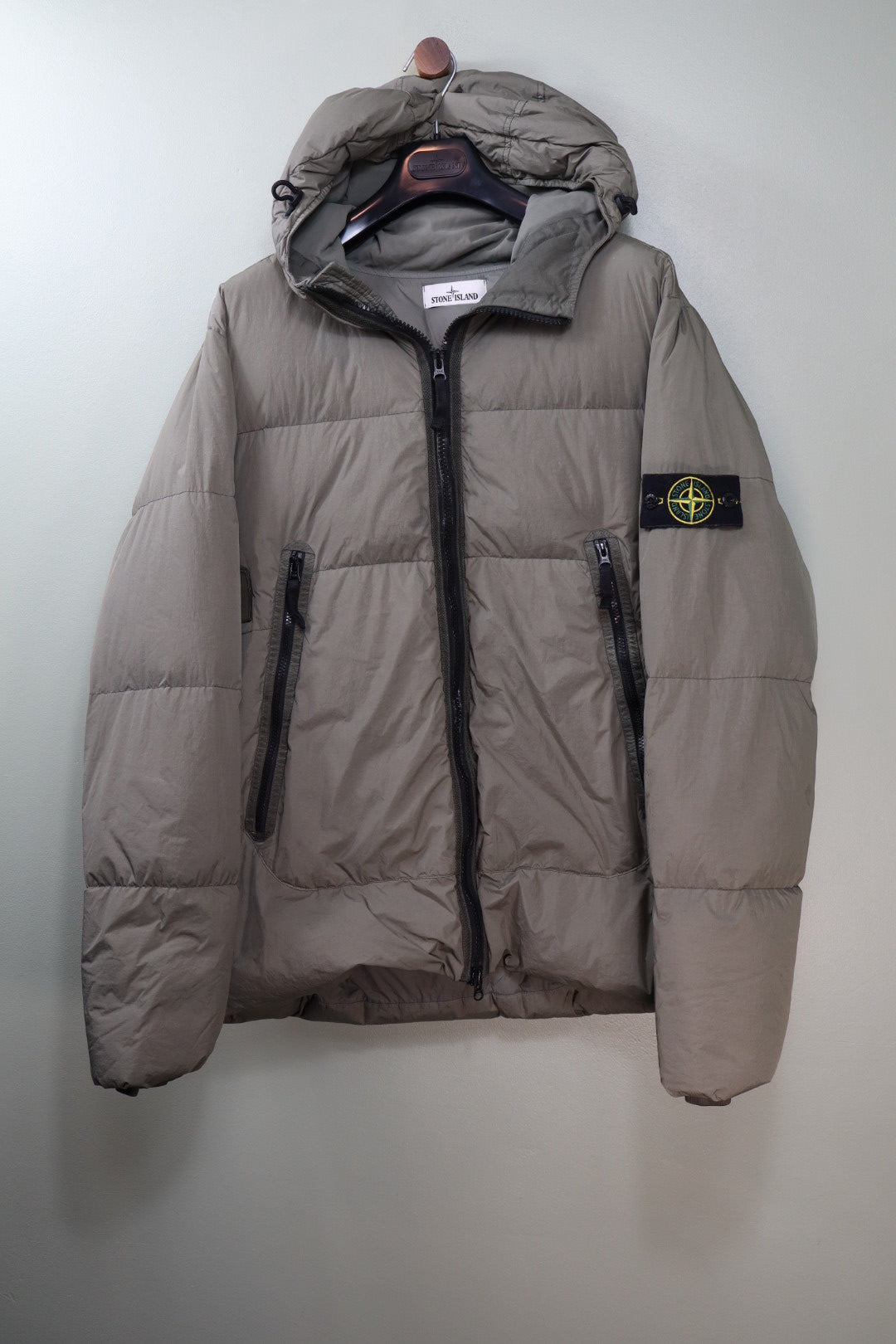 Stone Island Khaki Crinkle Reps Down Jacket