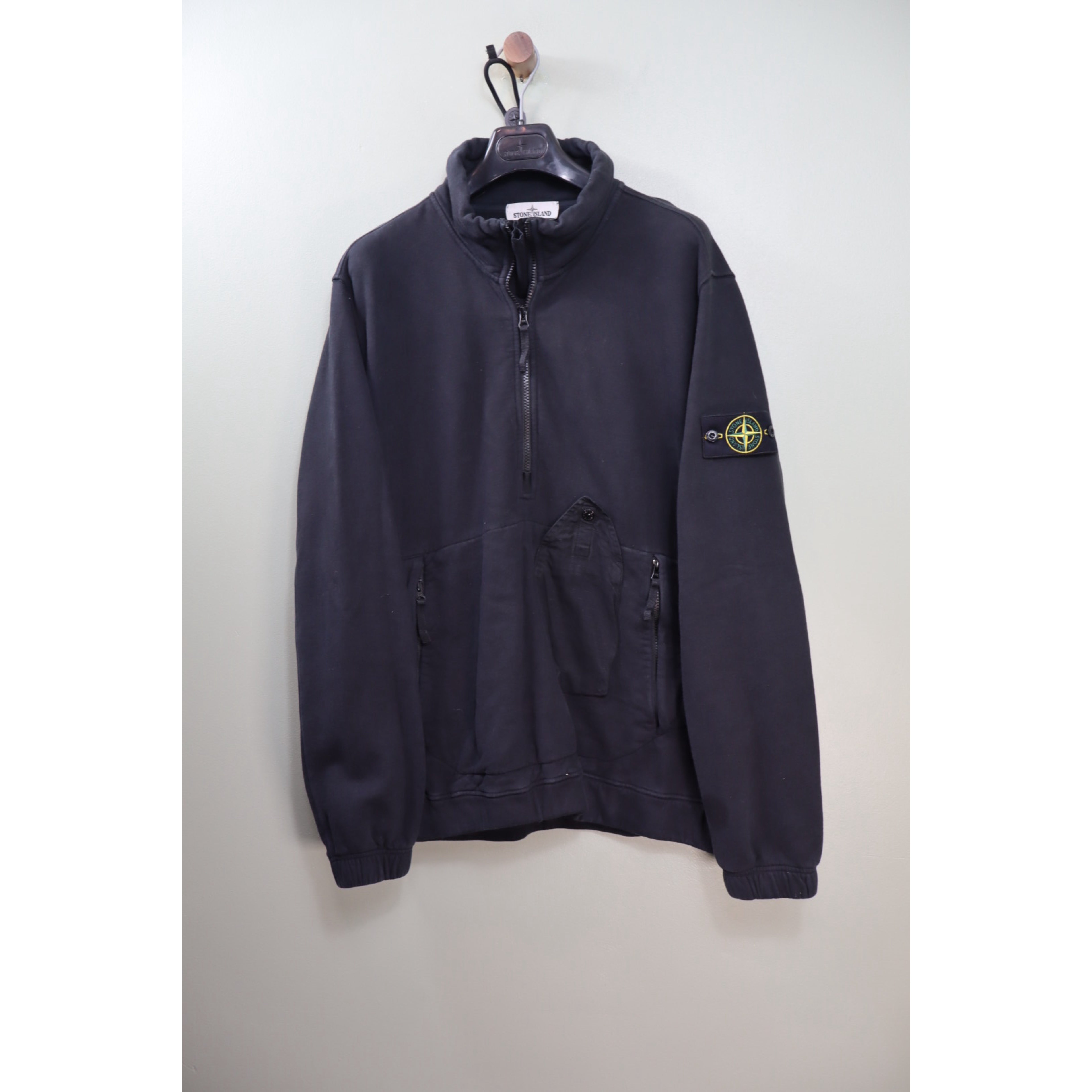 Stone Island Black 1/4 Zip Smock Jumper