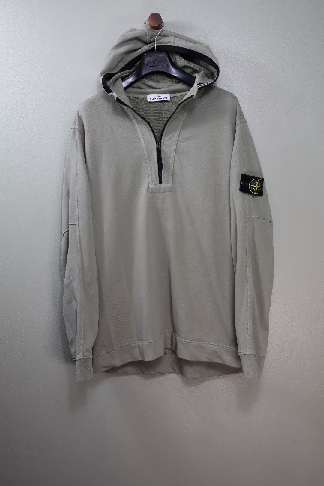 Stone Island Khaki 1/4 Zip Hoodie