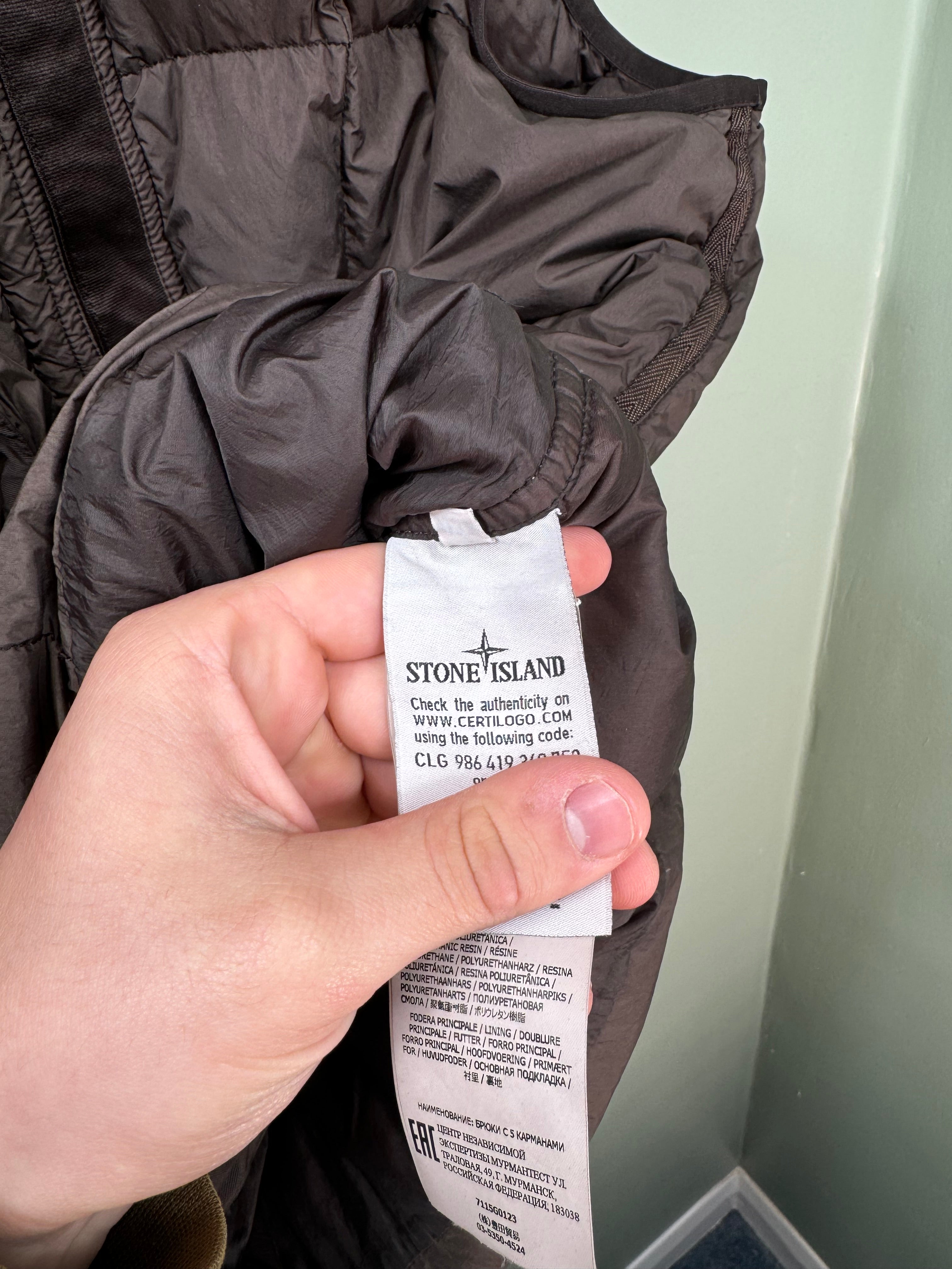 Stone Island Brown Garment Dyed Crinkle Reps Down Gilet