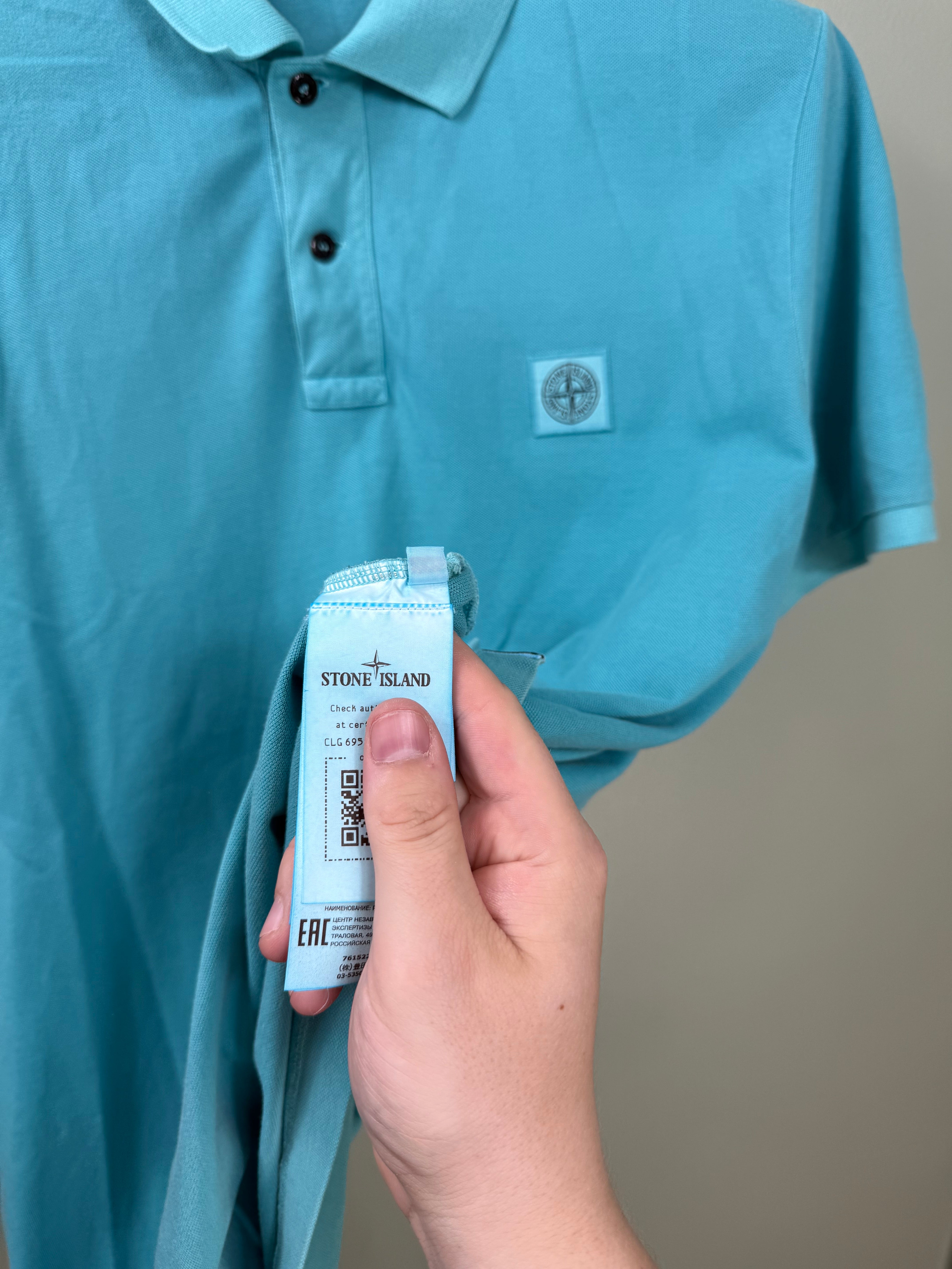 Stone Island Aqua Blue Slim Fit Polo