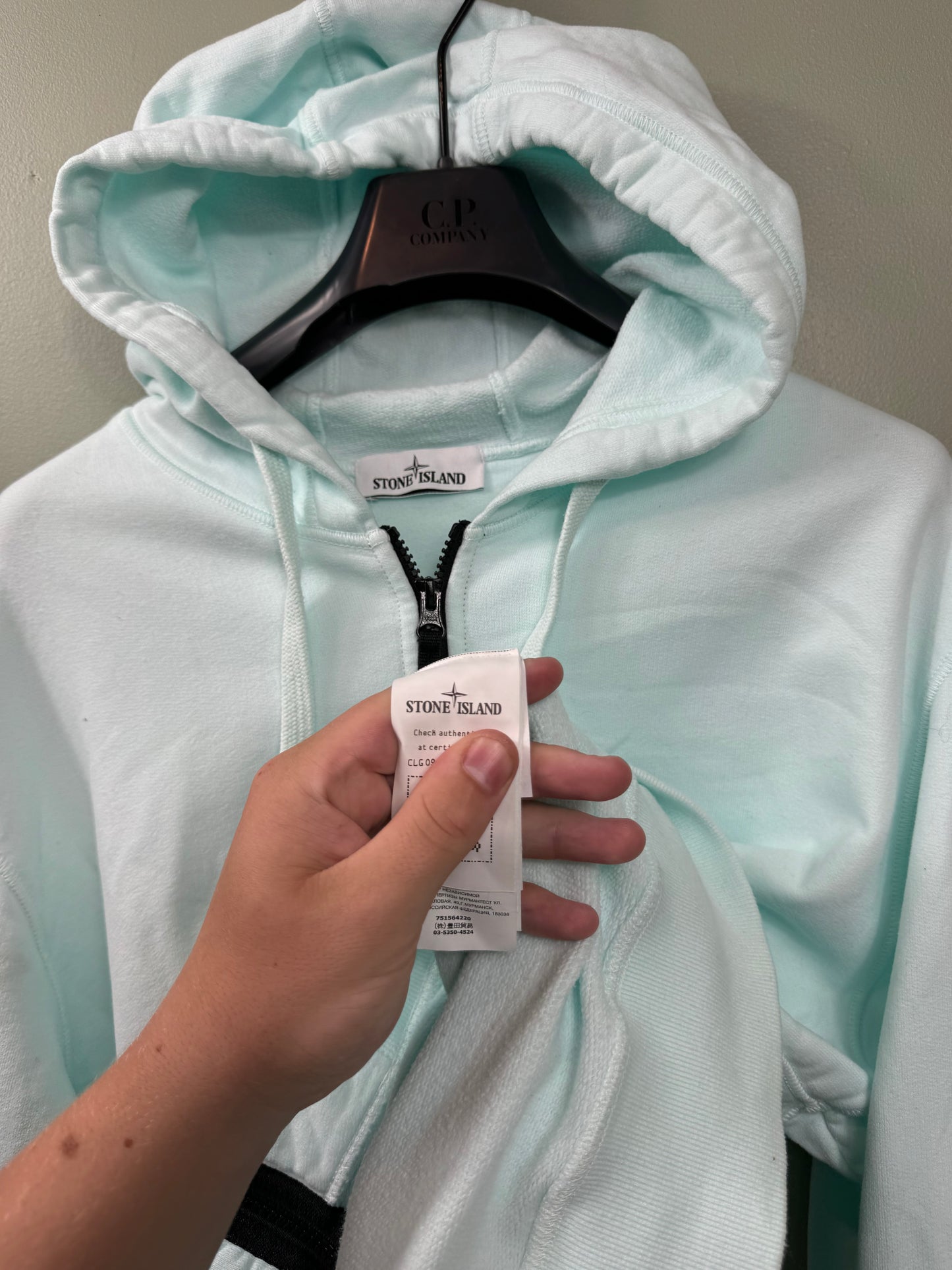 Stone Island Baby Blue Zipped Hoodie