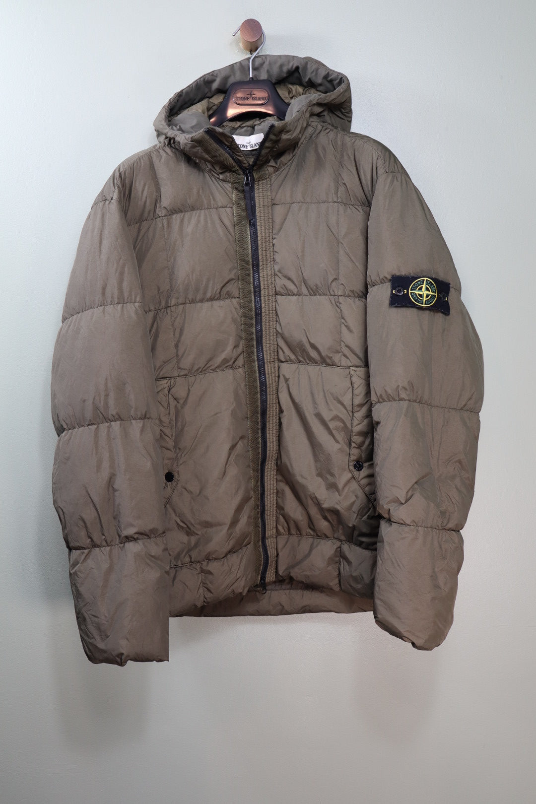 Stone Island Khaki Crinkle Reps Down Jacket