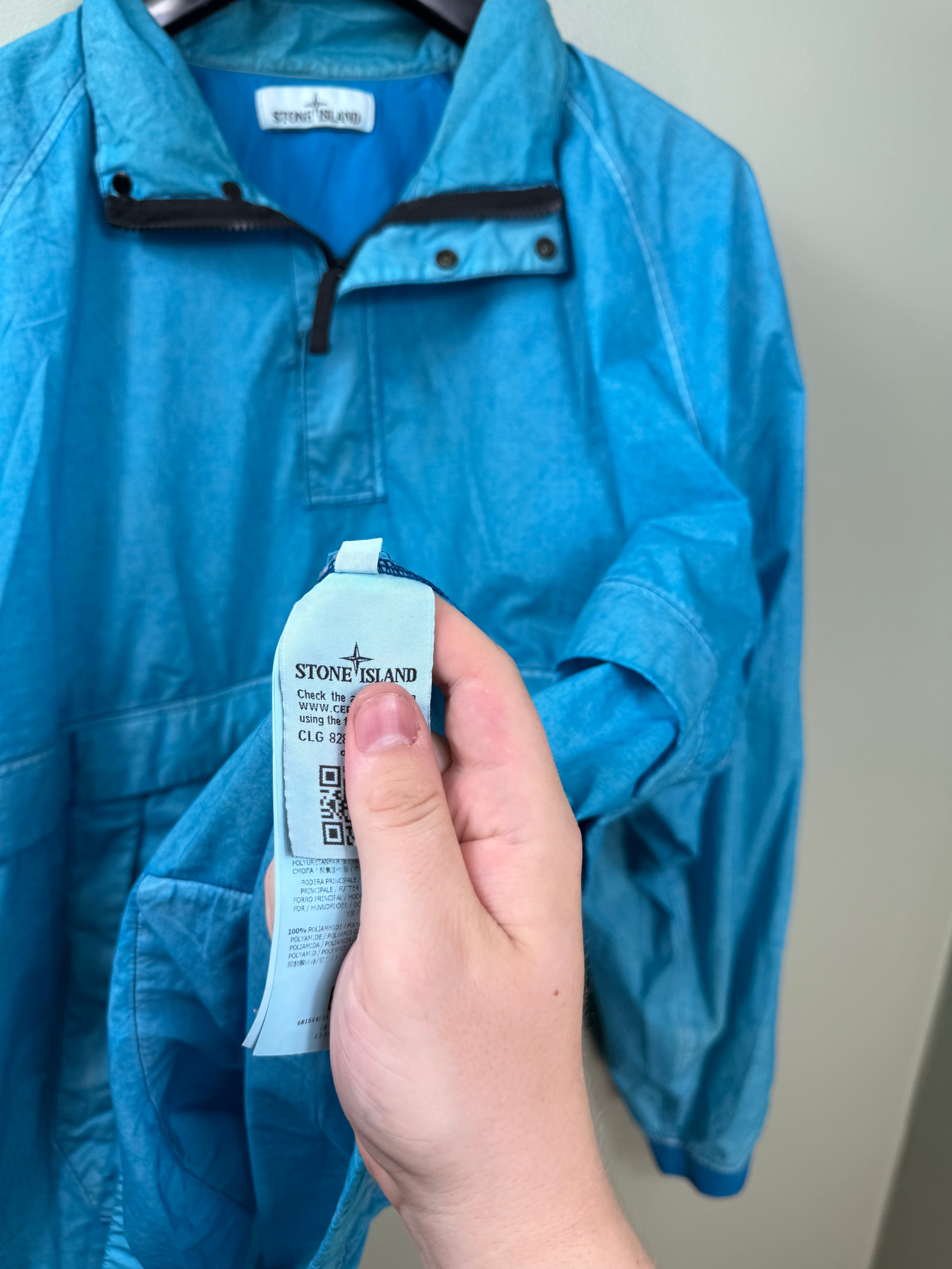 Stone Island Aqua Blue Resin Poplin Smock