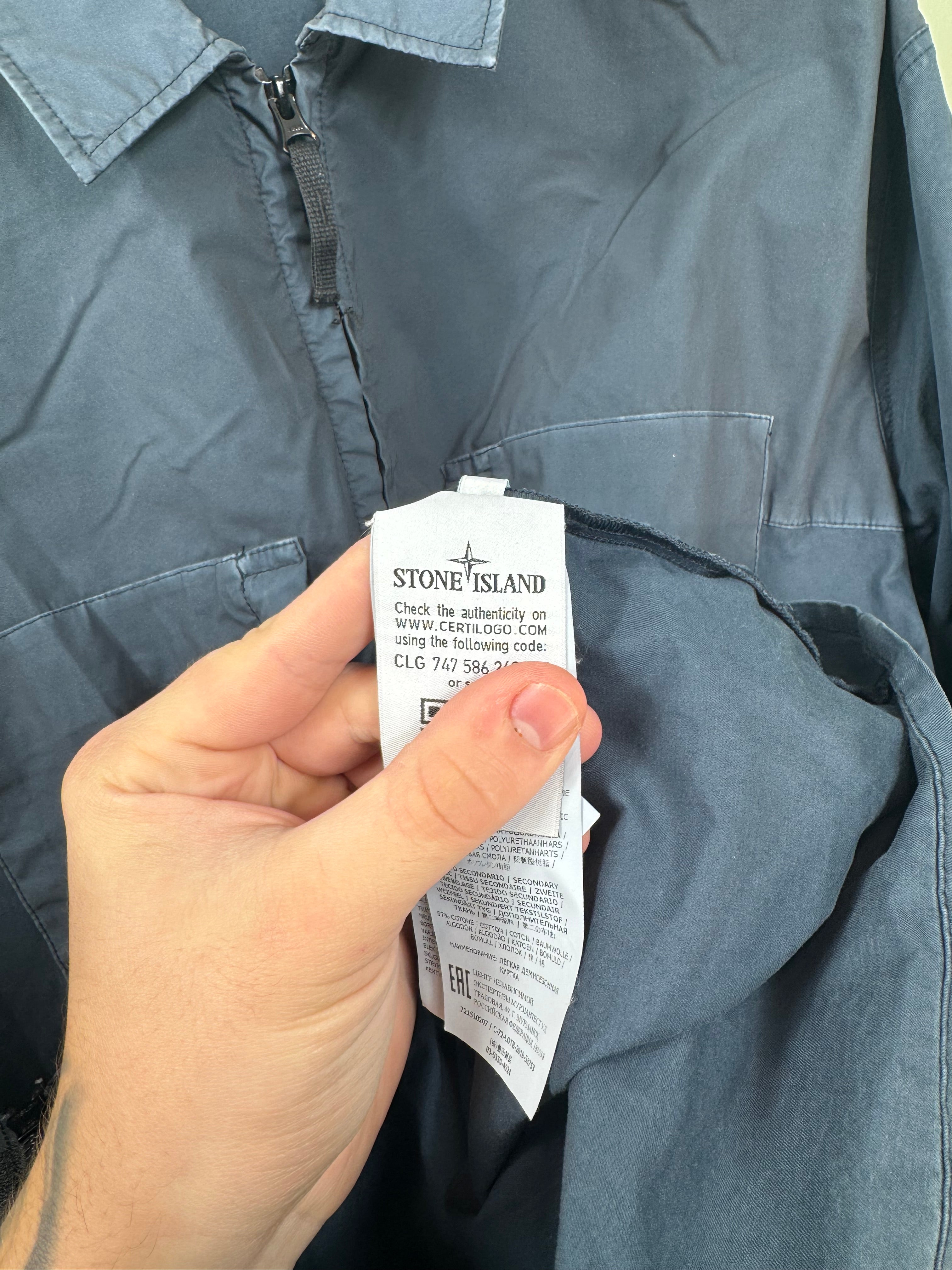 Stone Island Navy Mussola Plated Overshirt