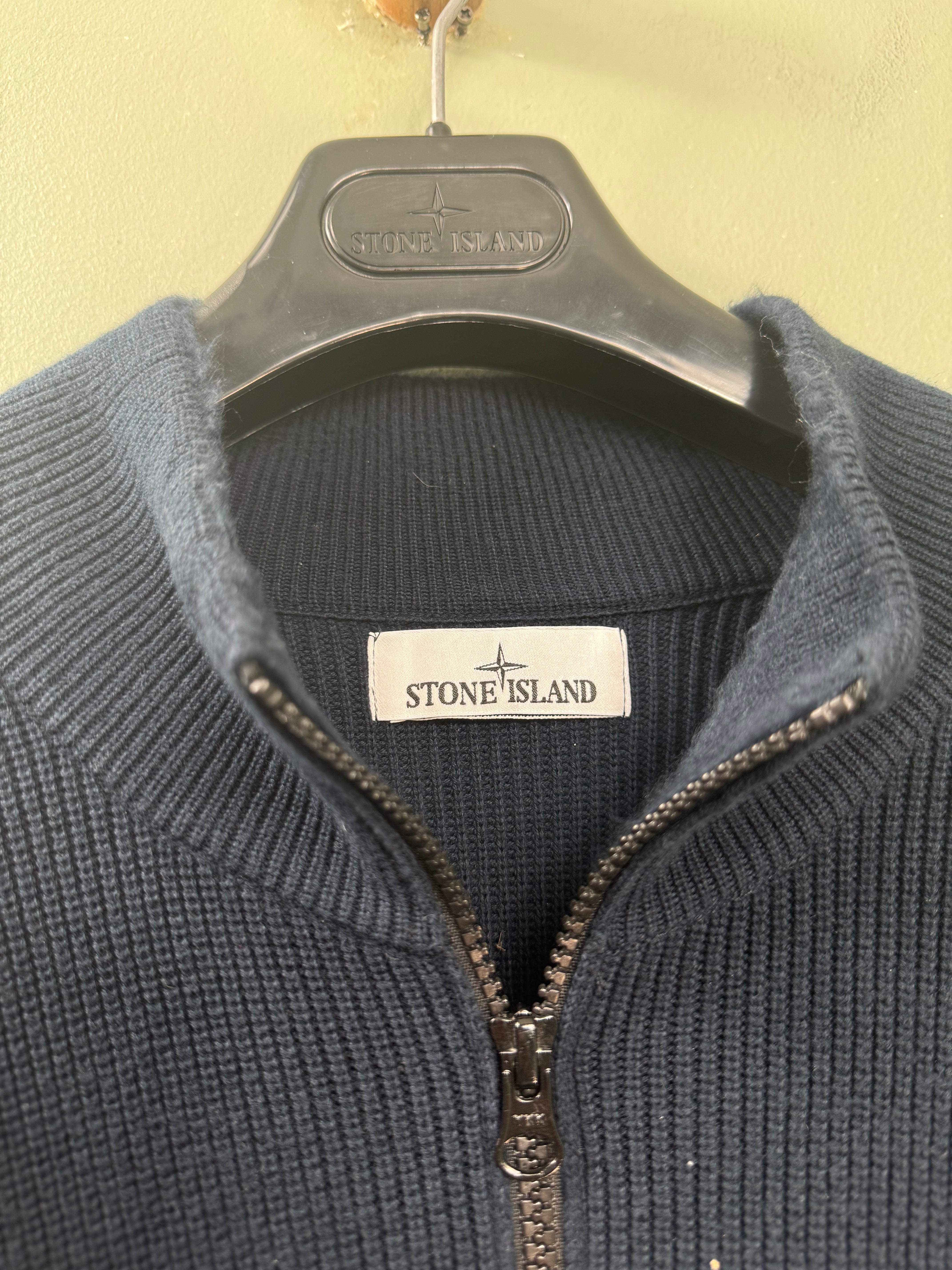 Stone Island Navy Knit Zip Jumper