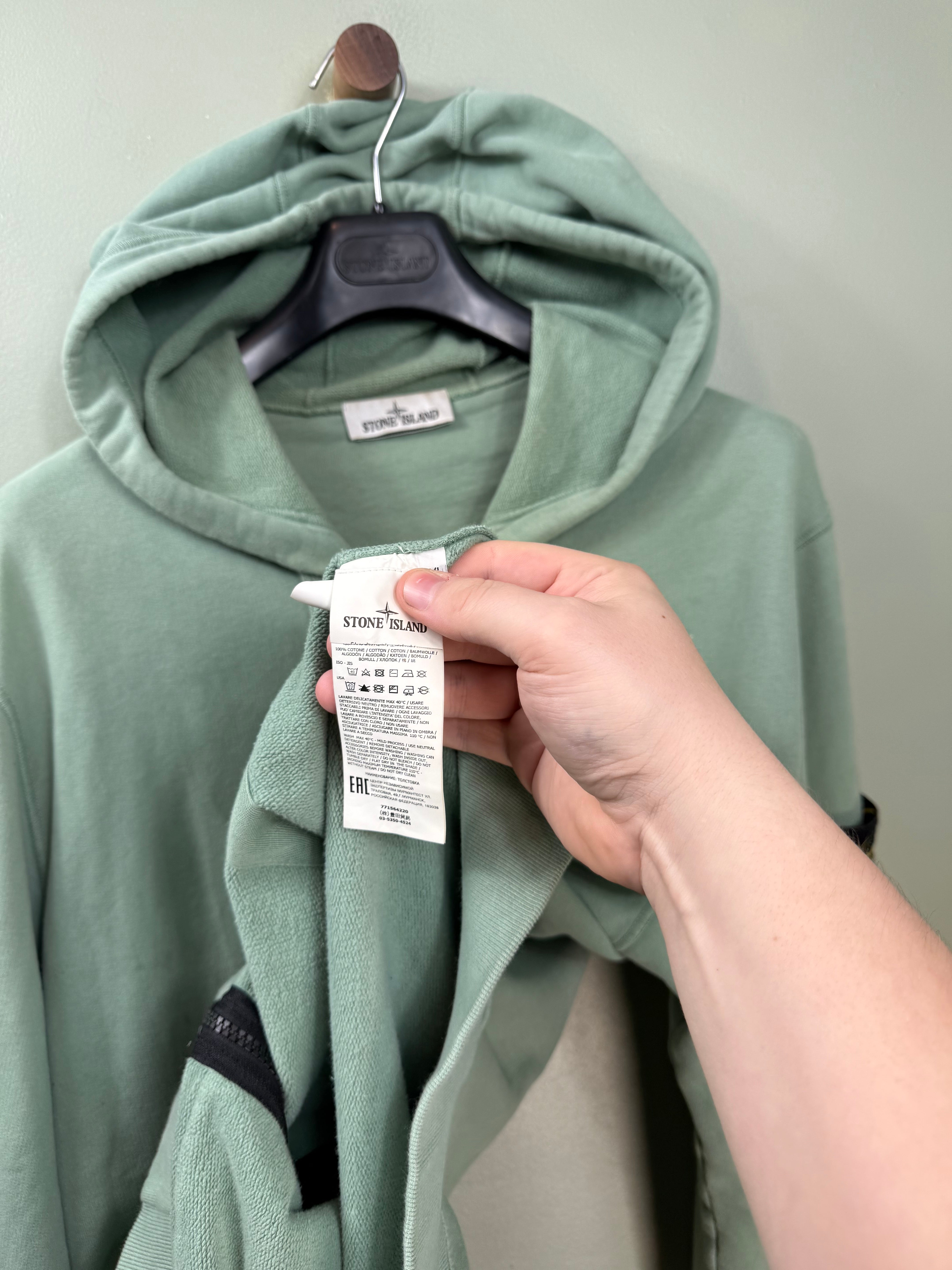 Stone Island Sage Green Zipped Hoodie