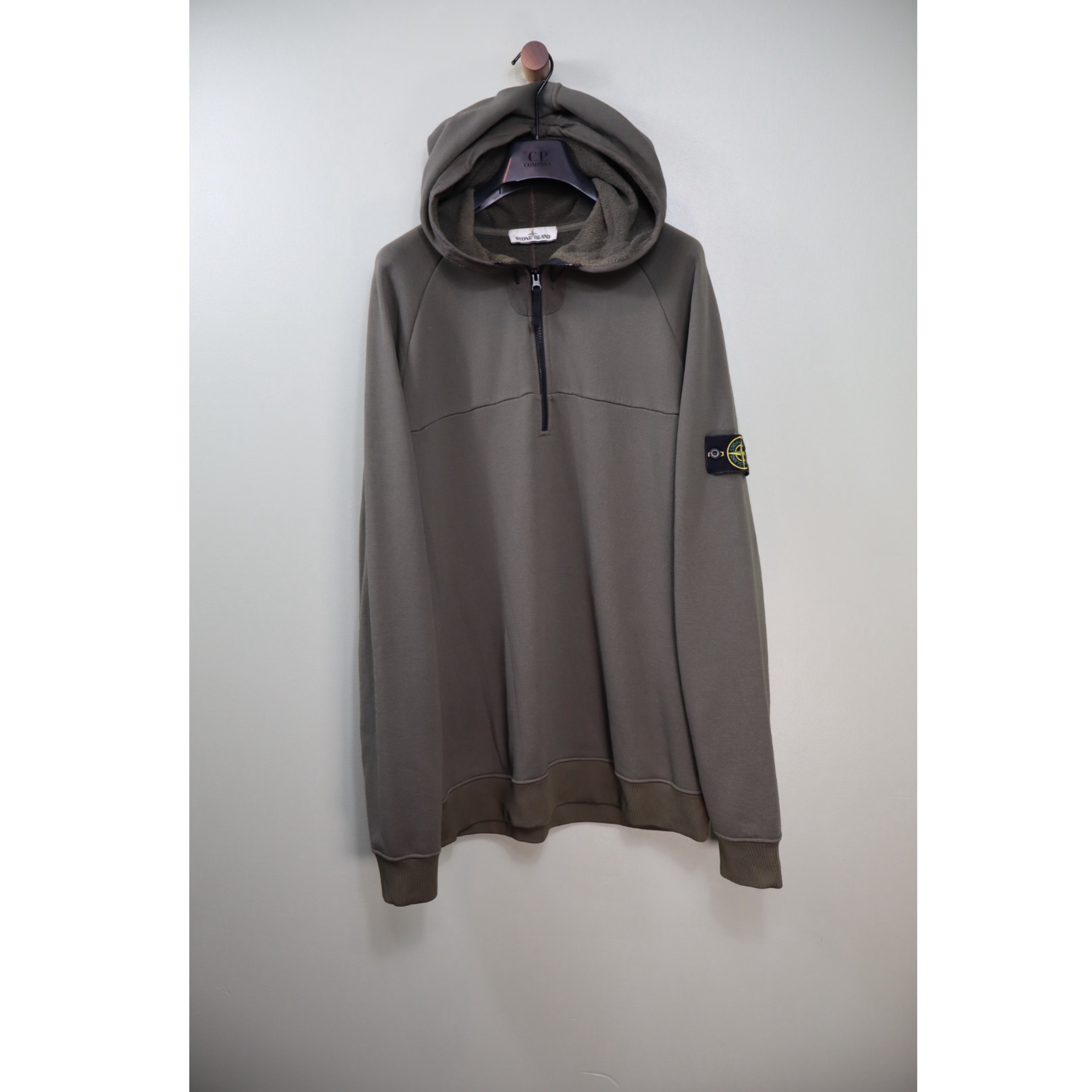 Stone Island Khaki 1/4 Zip Hoodie