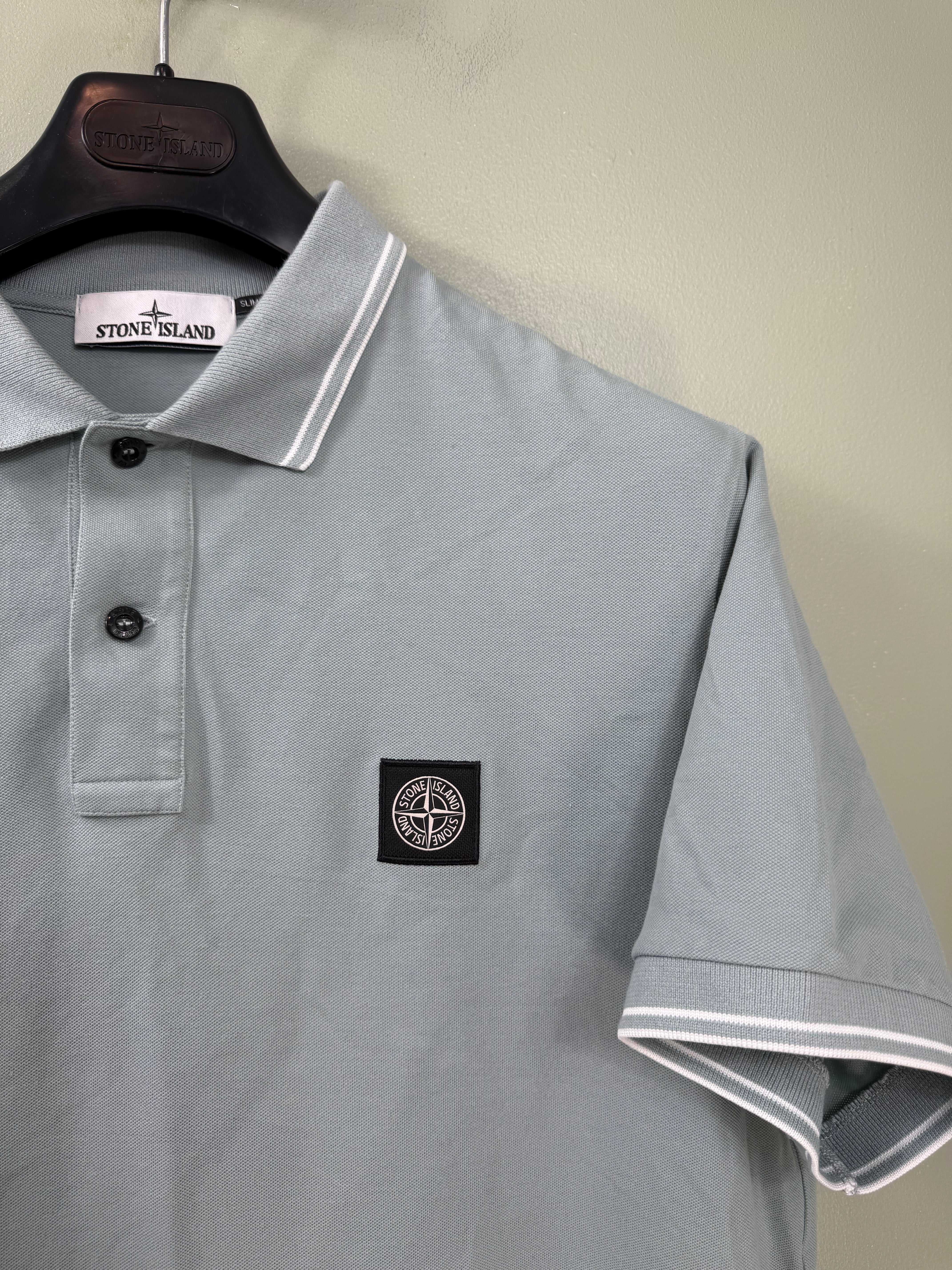 Stone Island Pastel Blue Slim Fit Polo