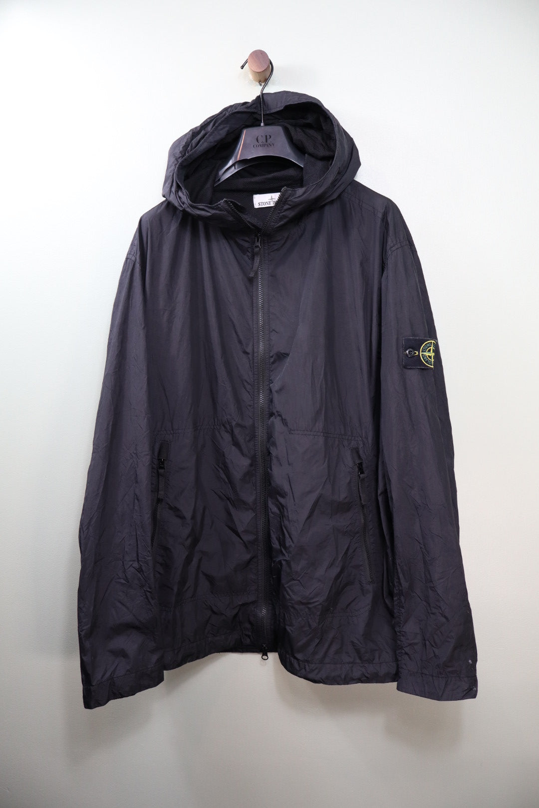 Stone Island Black Garment Dyed Crinkle Reps Jacket