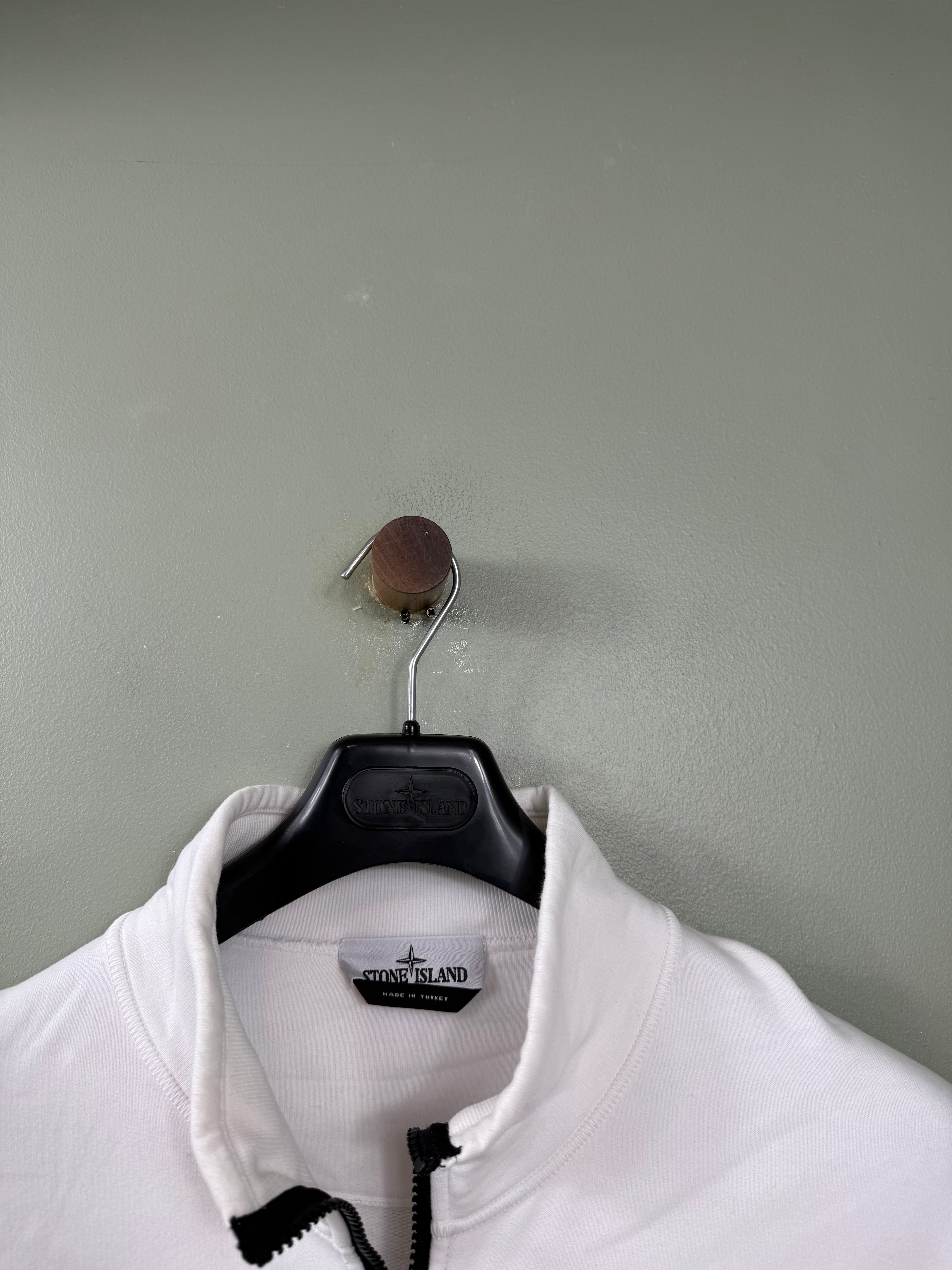 Stone Island White Zipped Jumper