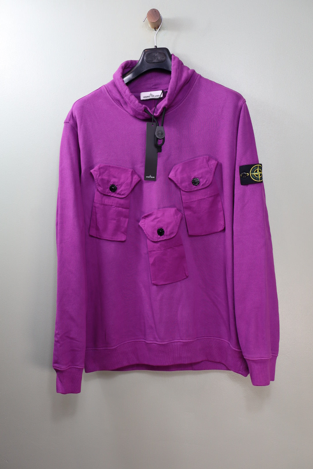 Stone Island Purple Mock Neck Smock Jumper