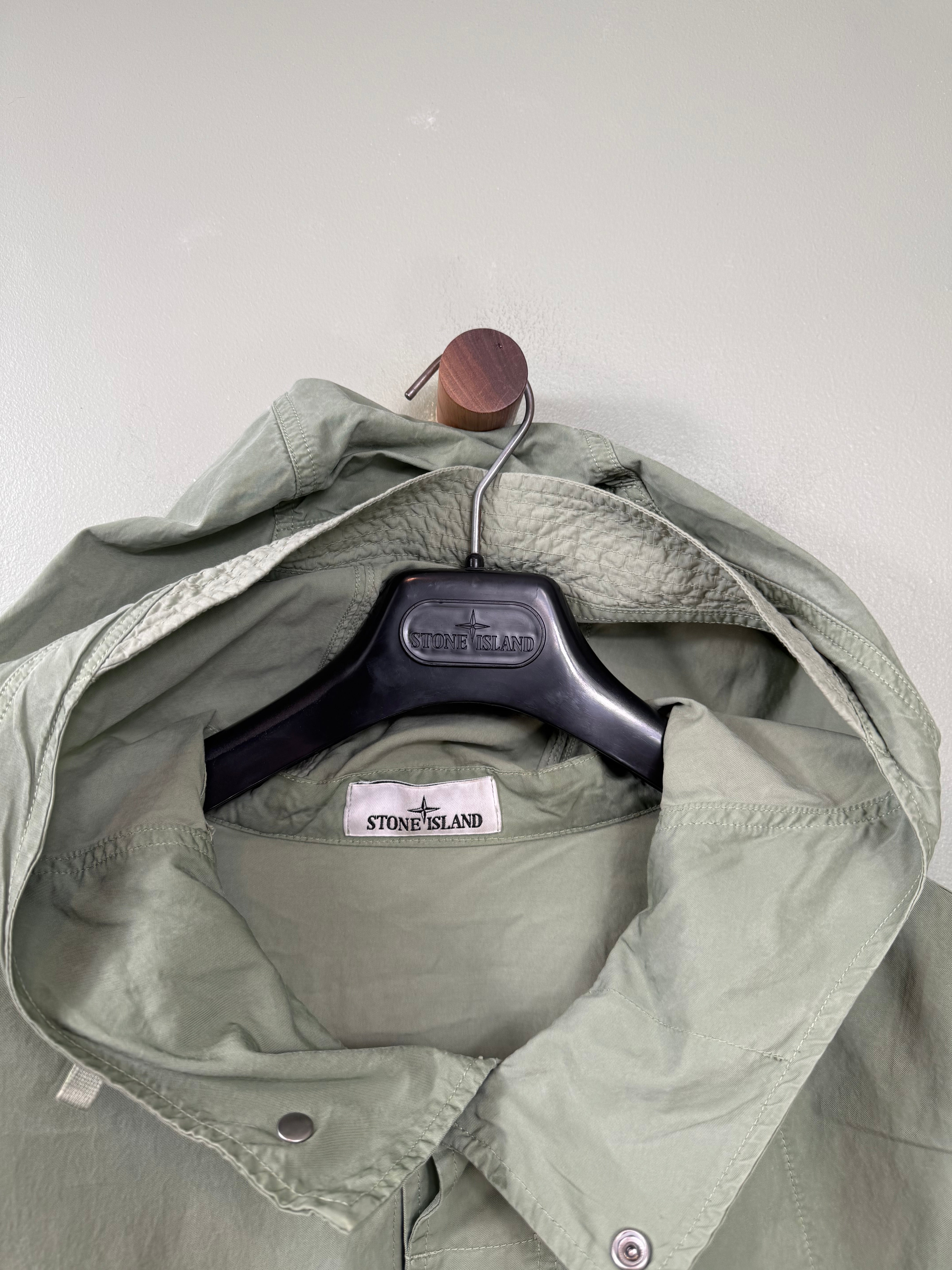 Stone Island Sage Green Cupro Cotton Twill Smock