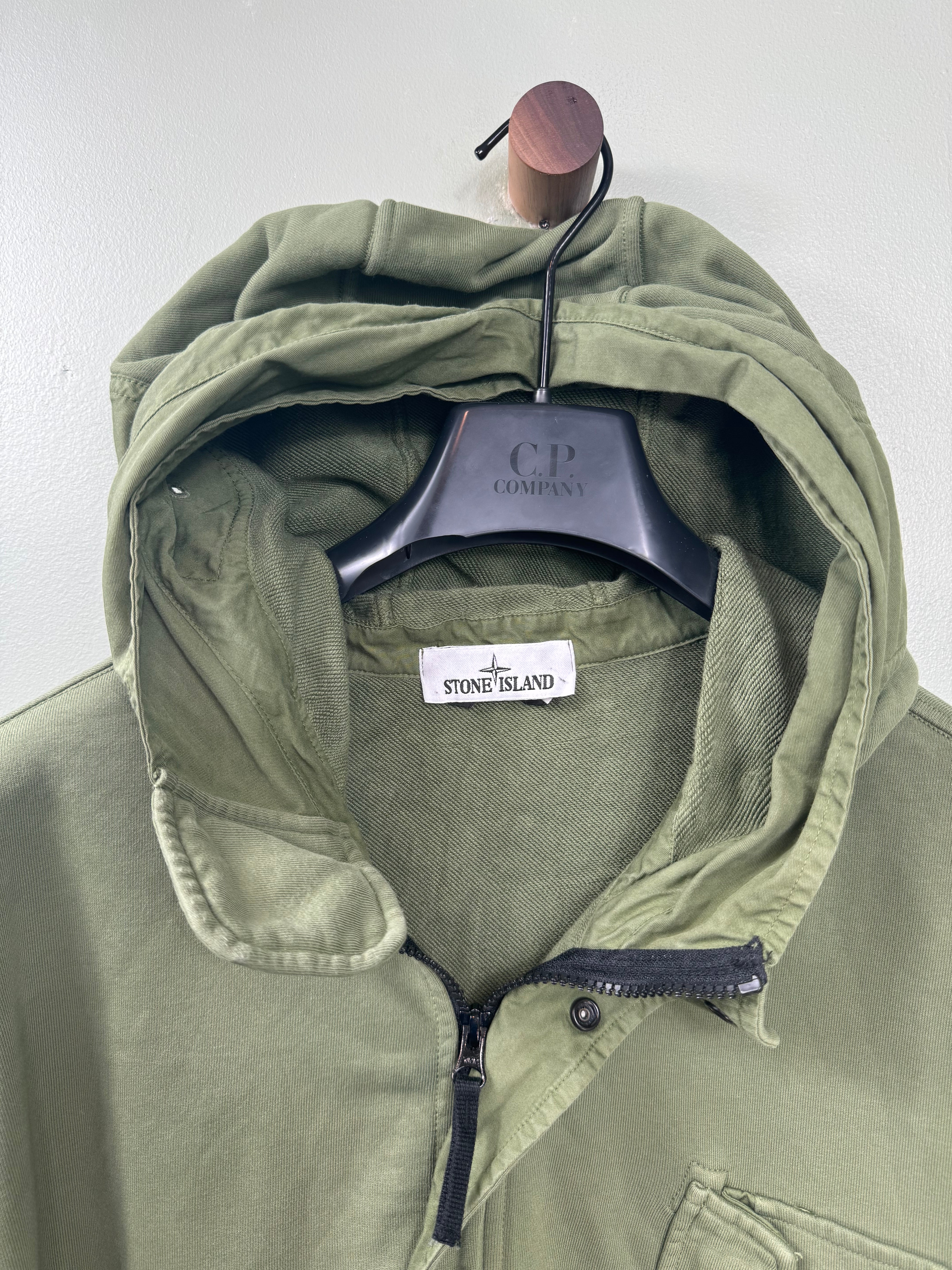 Stone Island Khaki 1/4 Zip Hoodie