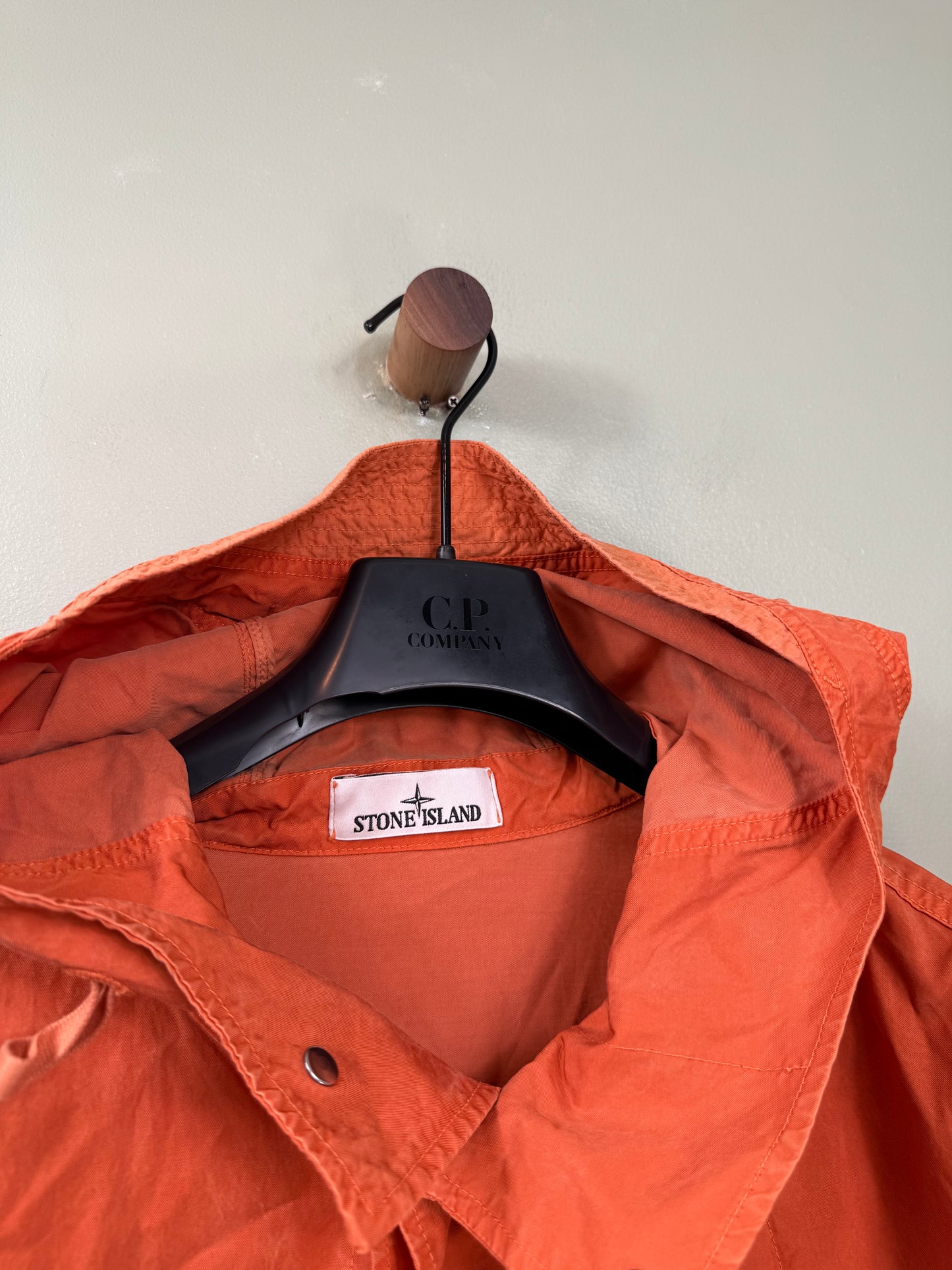 Stone Island Orange Cupro Cotton Twill Smock