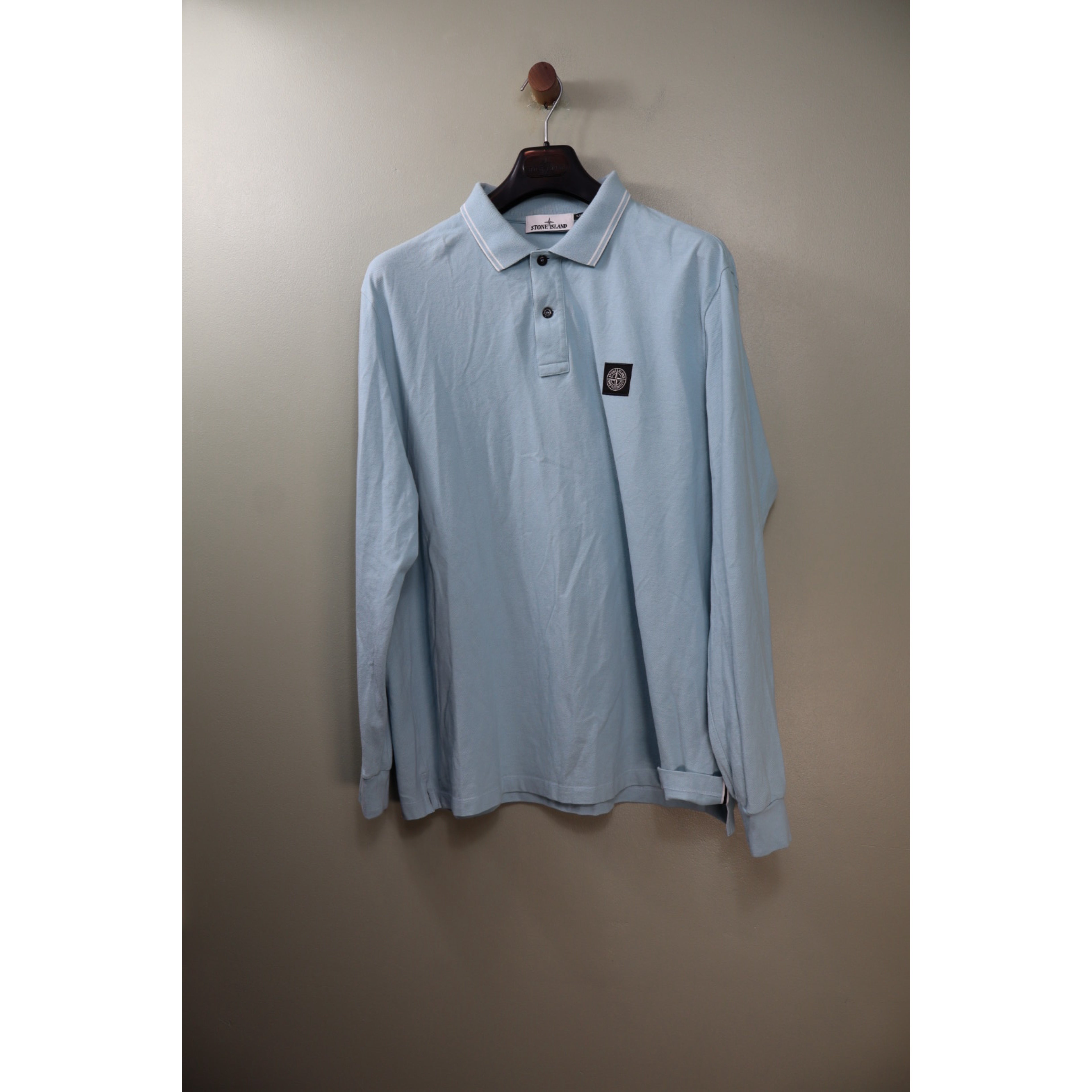 Stone Island Baby Blue Long Sleeve Polo Shirt