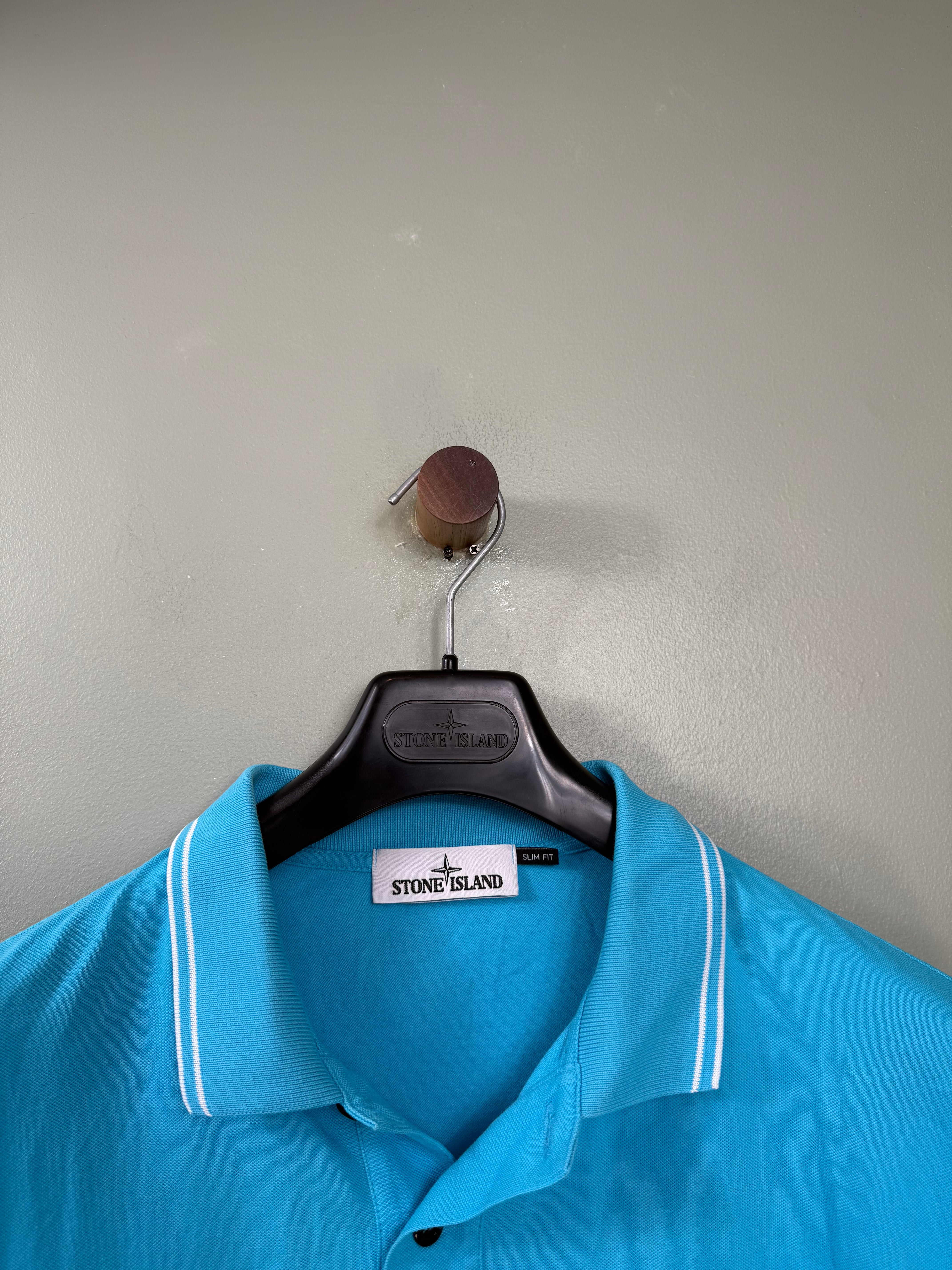 Stone Island Aqua Blue Slim Fit Polo