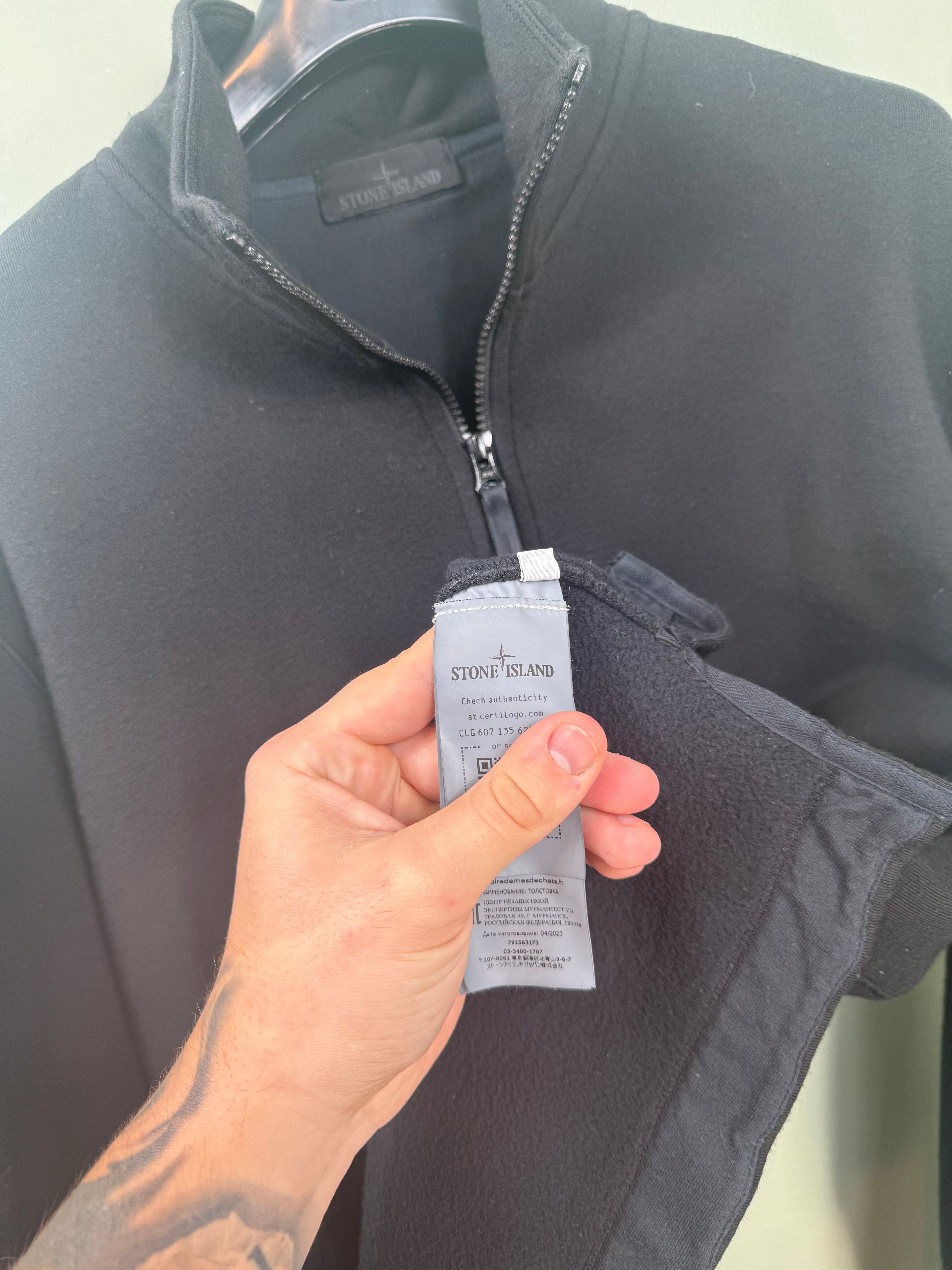 Stone Island Black 1/4 Zip Ghost Jumper