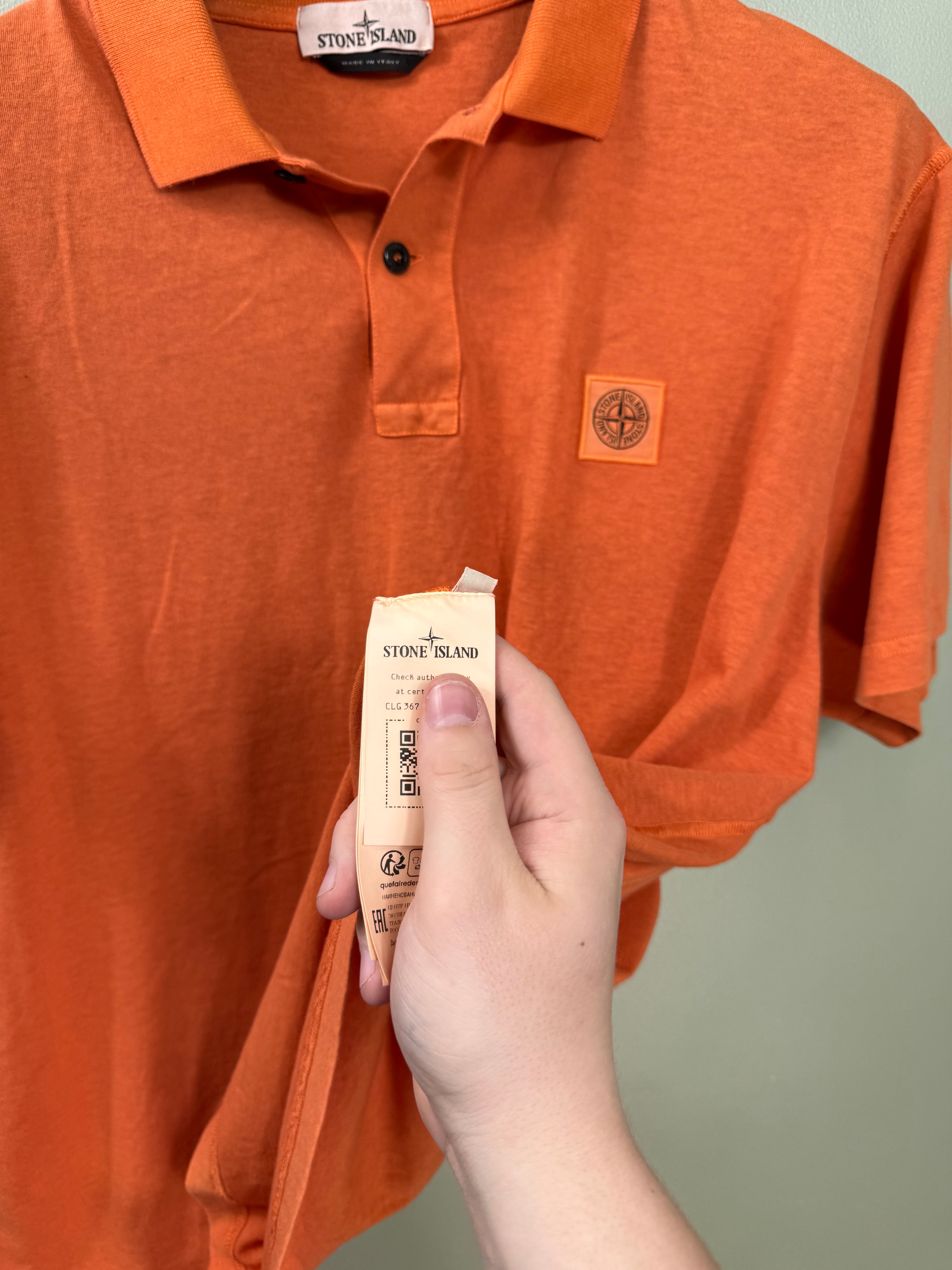 Stone Island Orange Polo Shirt