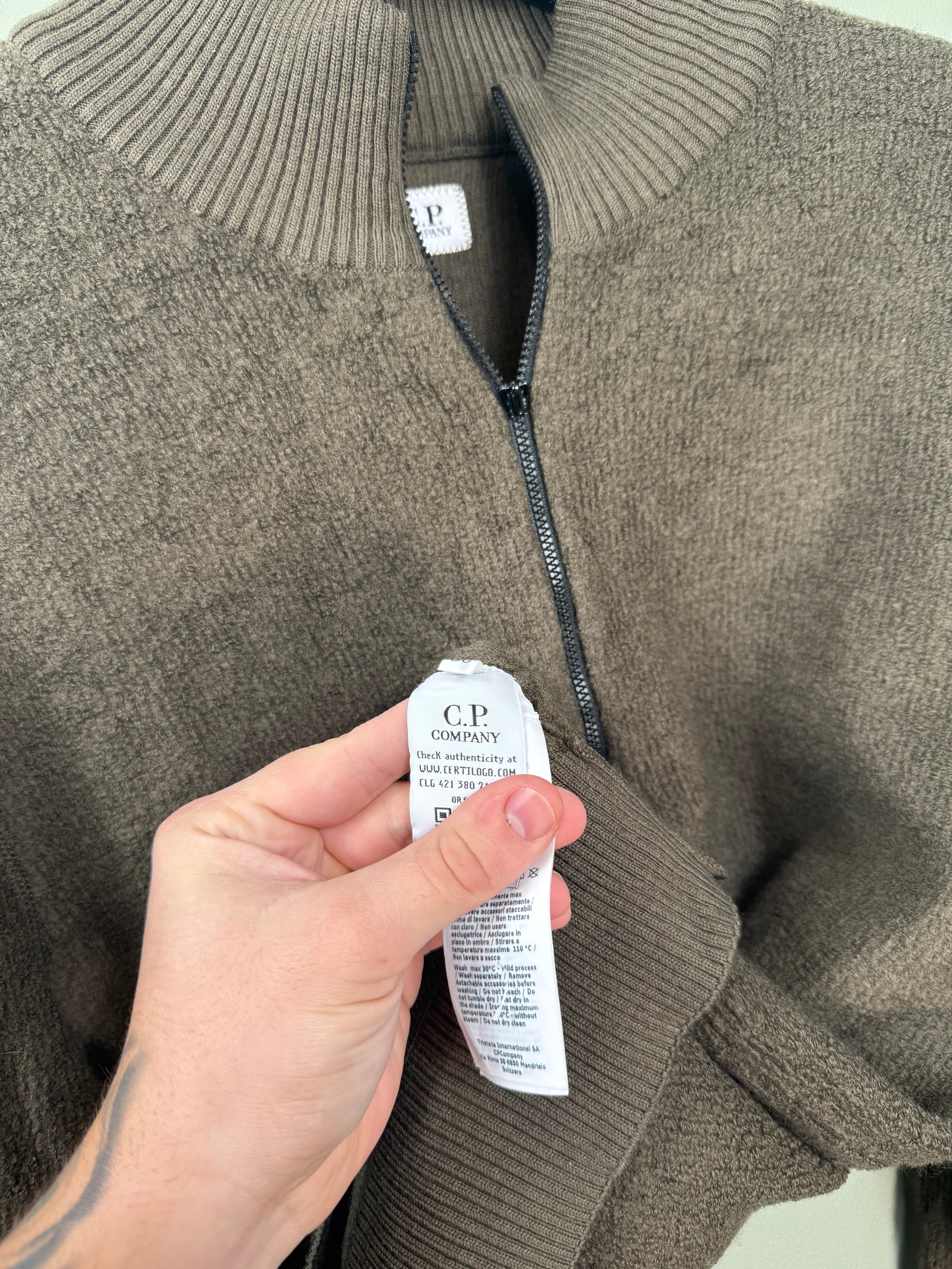 C.P. Company Khaki 1/4 Zip Knit Jumper