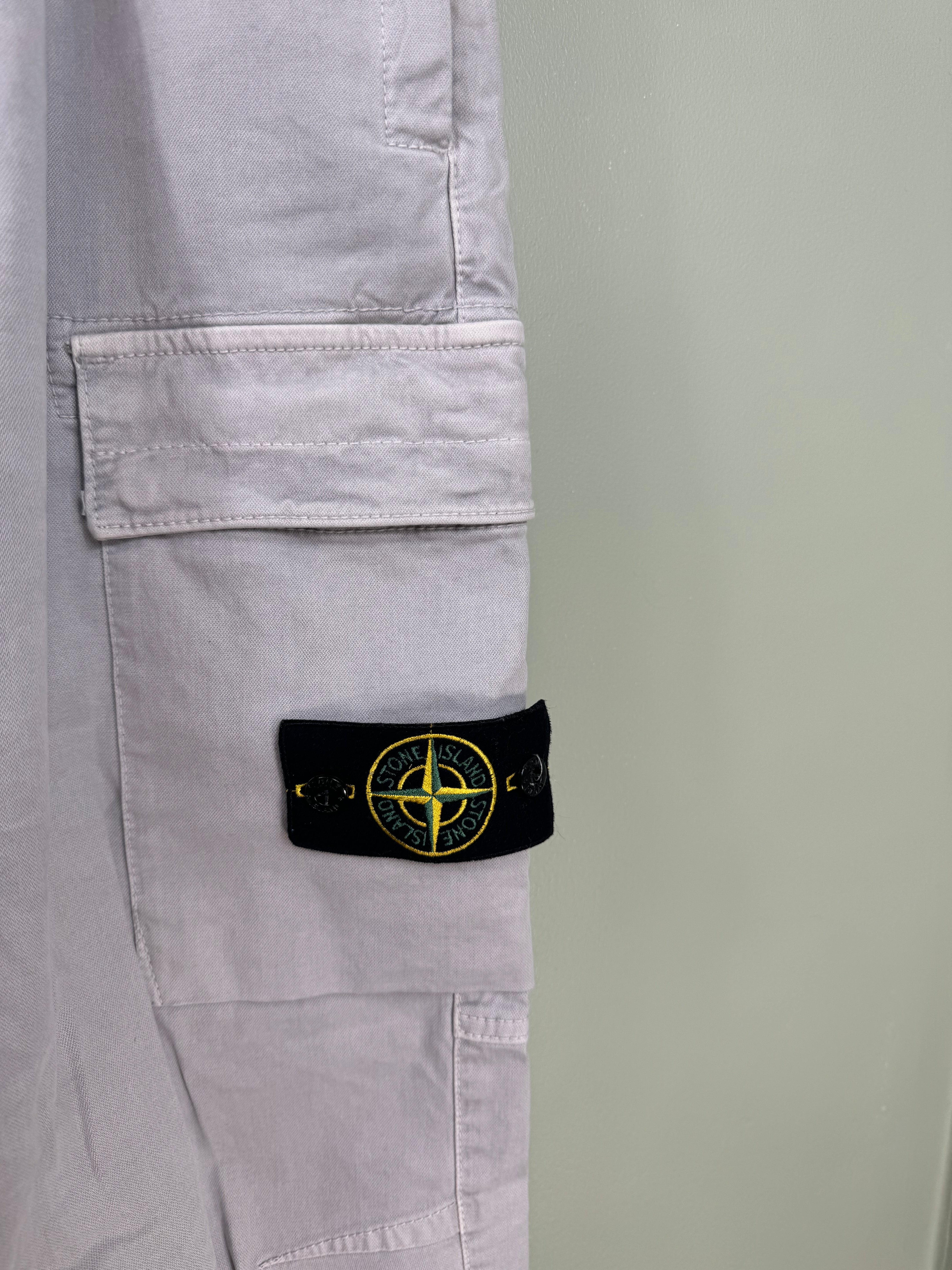 Stone Island Light Grey RE-T Cargo Bottoms