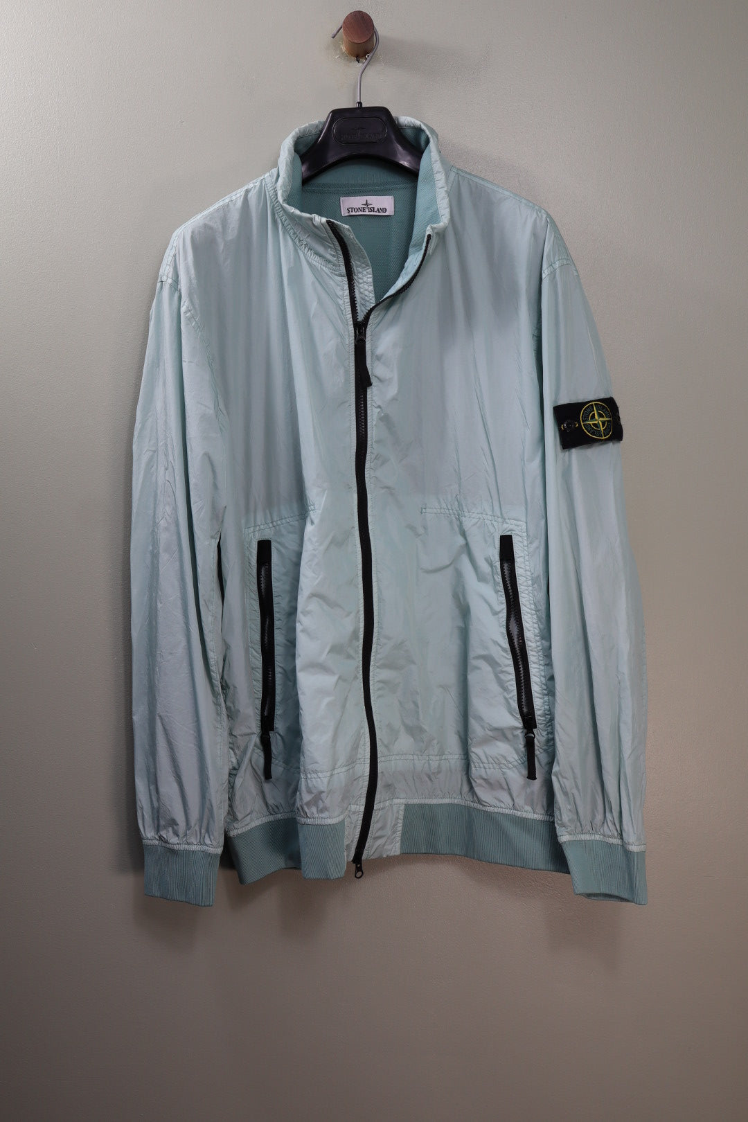 Stone Island Blue Crinkle Reps Bomber Jacket