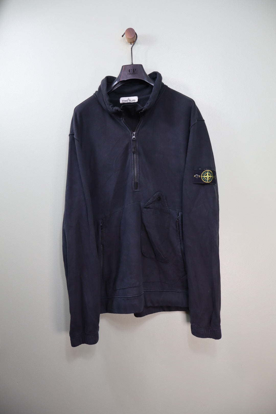 Stone Island Black 1/4 Zip Smock Jumper