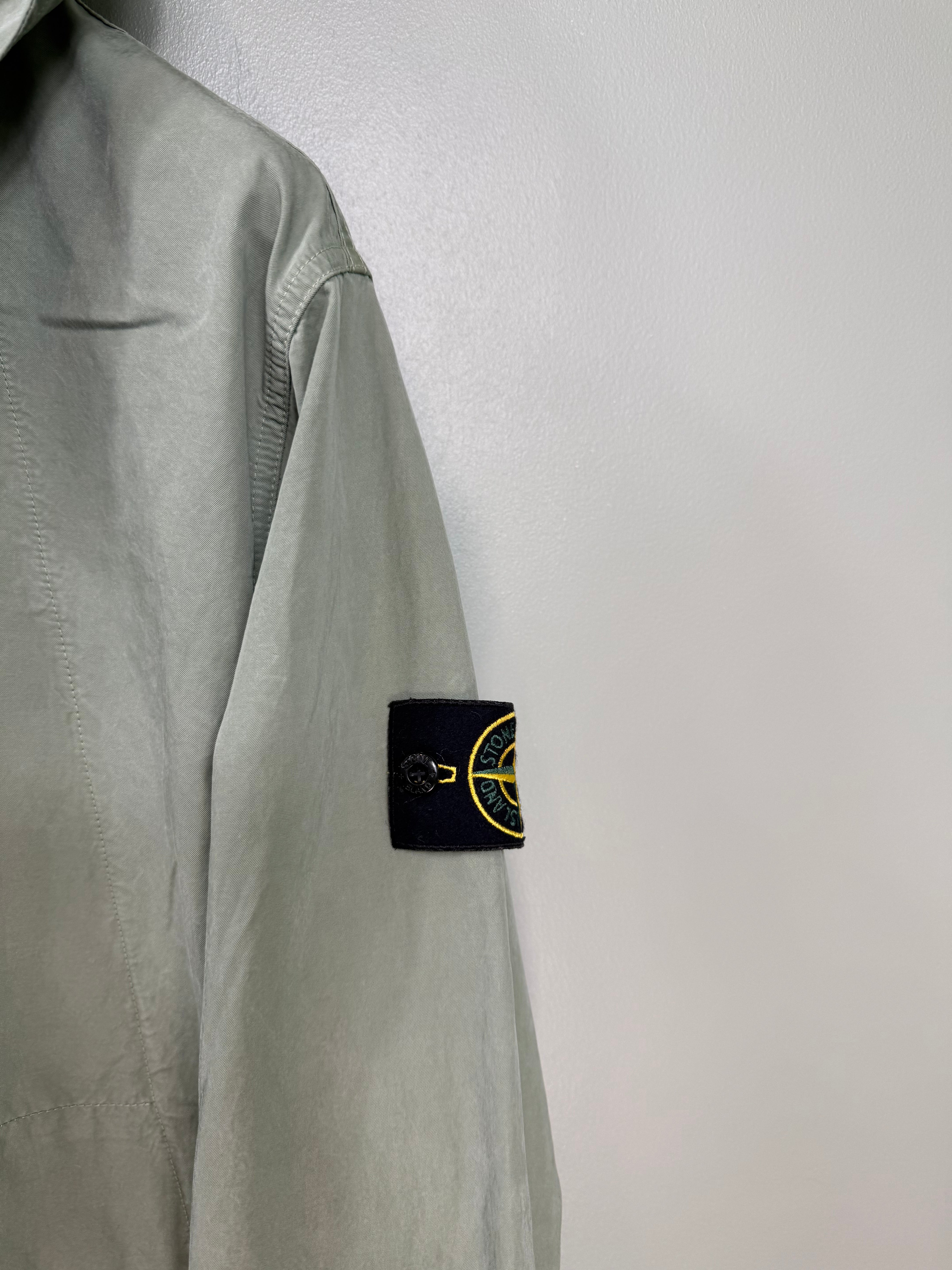 Stone Island Sage Green Cupro Cotton Twill Smock