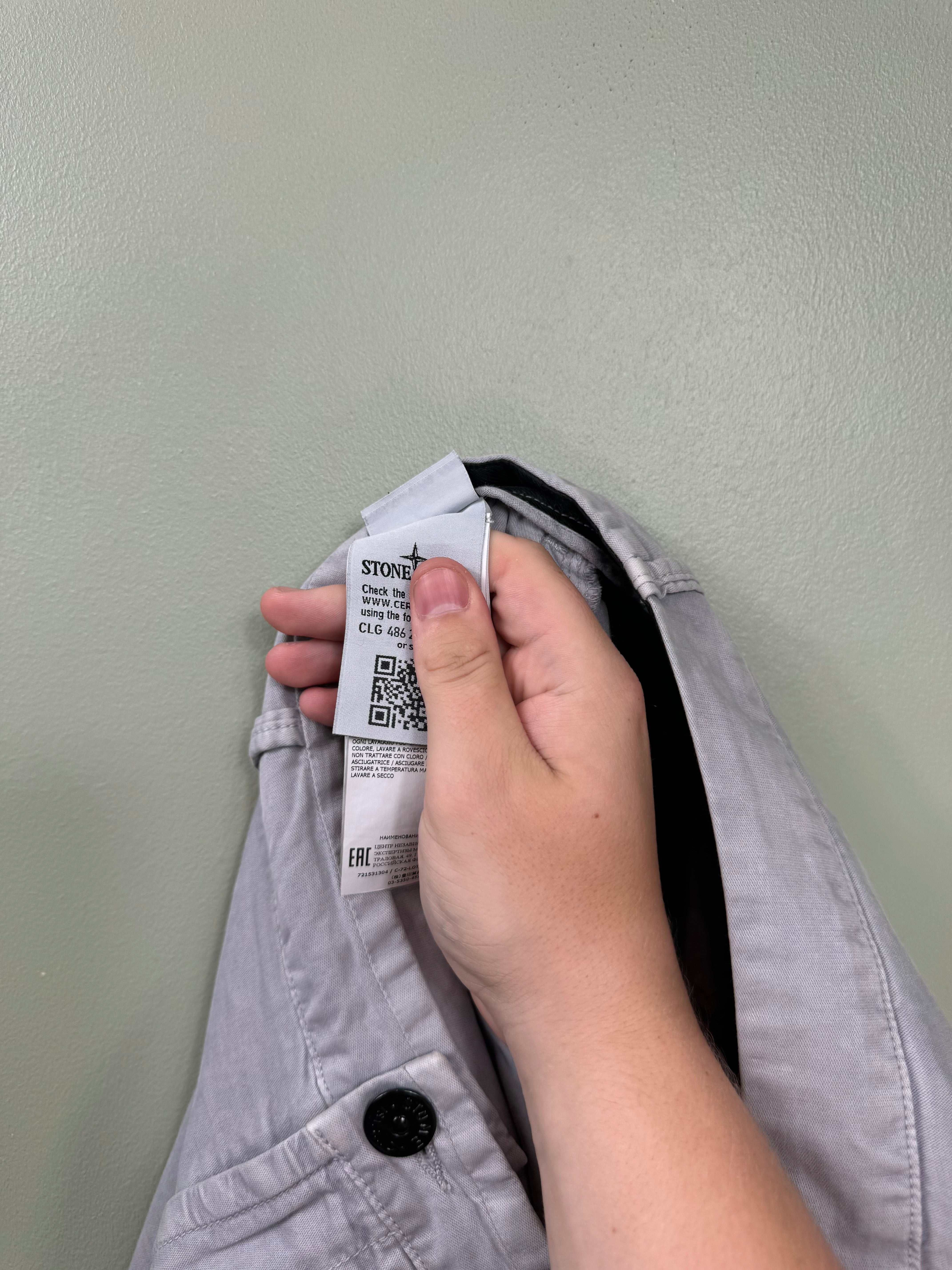 Stone Island Light Grey RE-T Cargo Bottoms