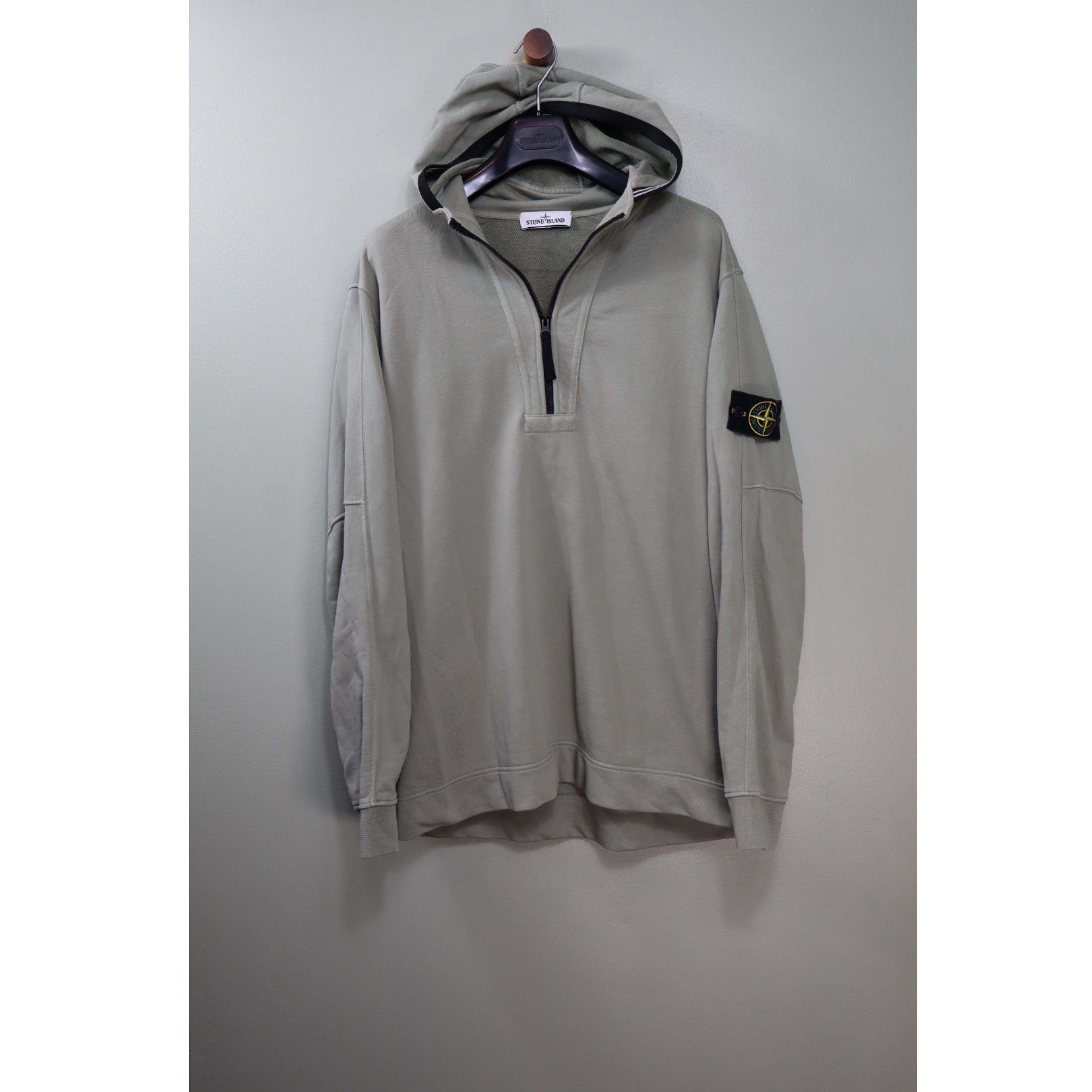 Stone Island Khaki 1/4 Zip Hoodie