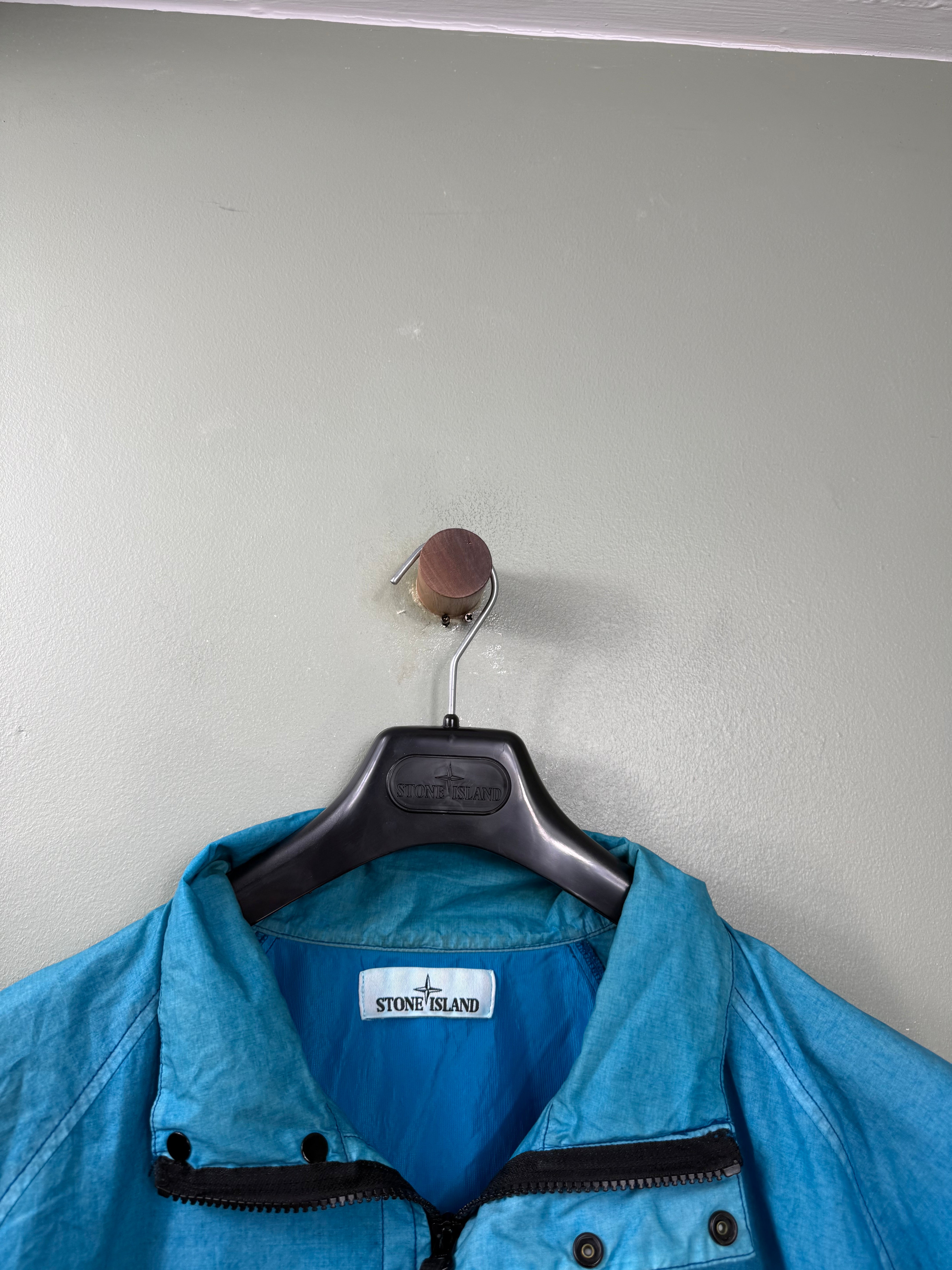 Stone Island Aqua Blue Resin Poplin Smock