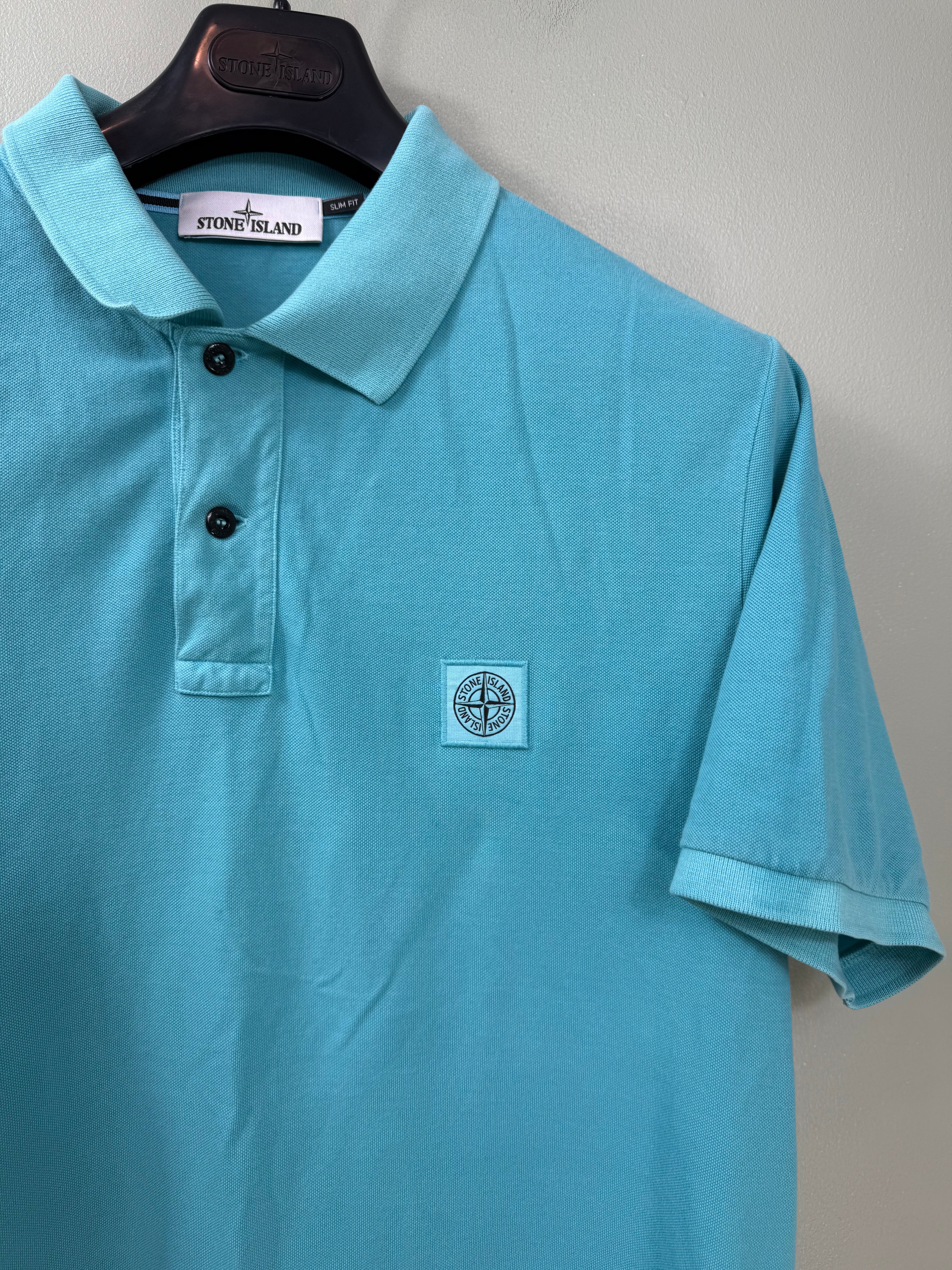 Stone Island Aqua Blue Slim Fit Polo