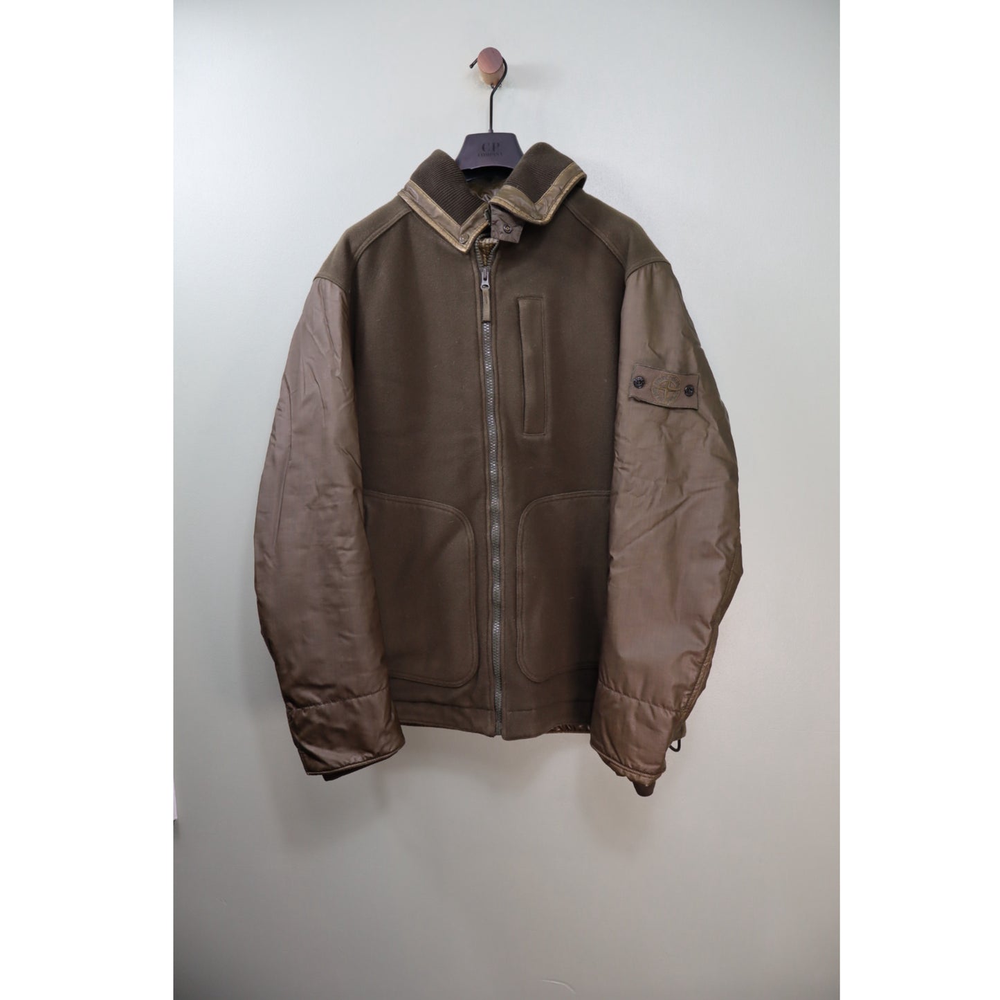 Stone Island Khaki Ghost Panno Tinto in Capo PIU Missoula Gommata Jacket