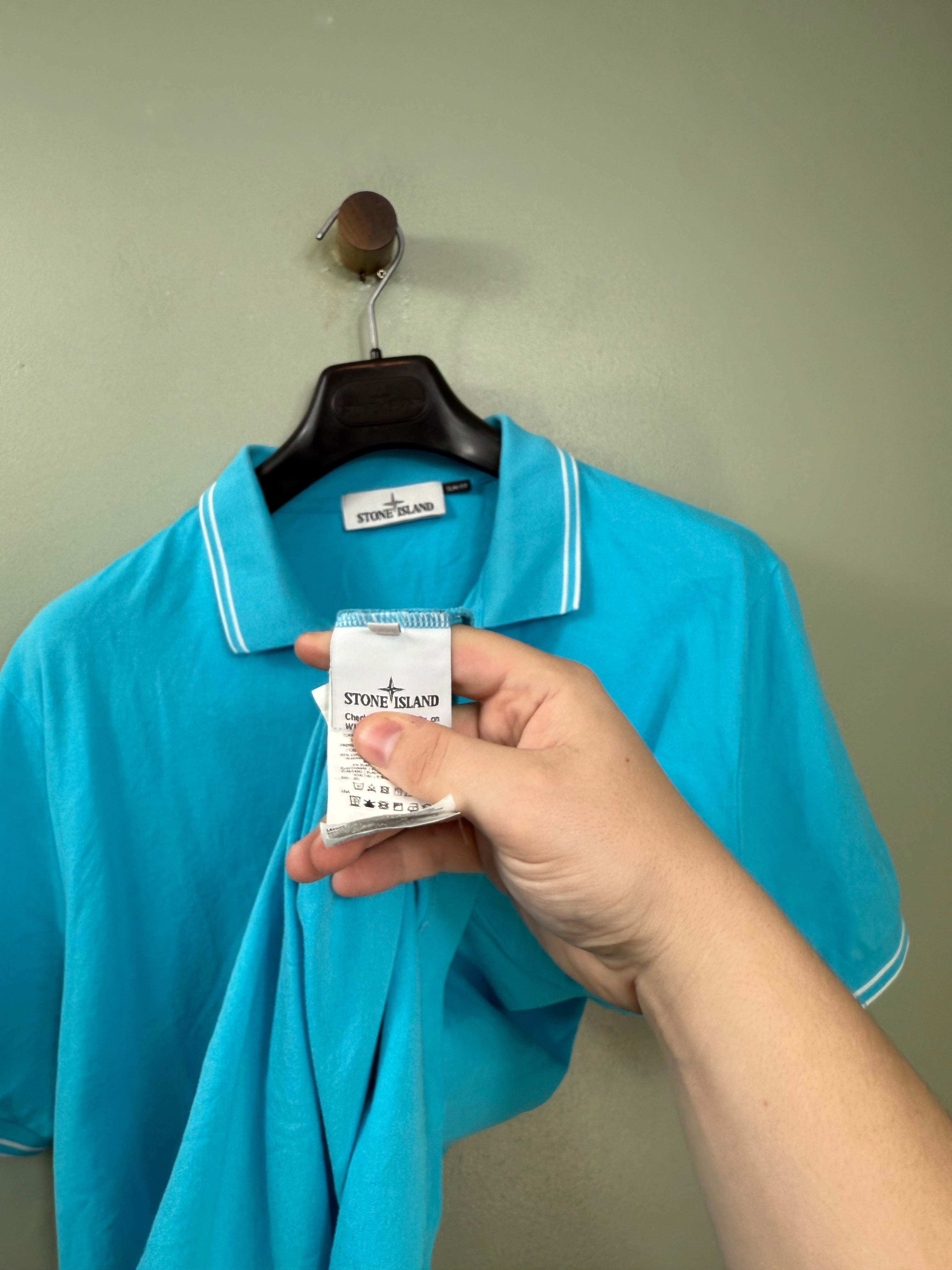 Stone Island Aqua Blue Slim Fit Polo