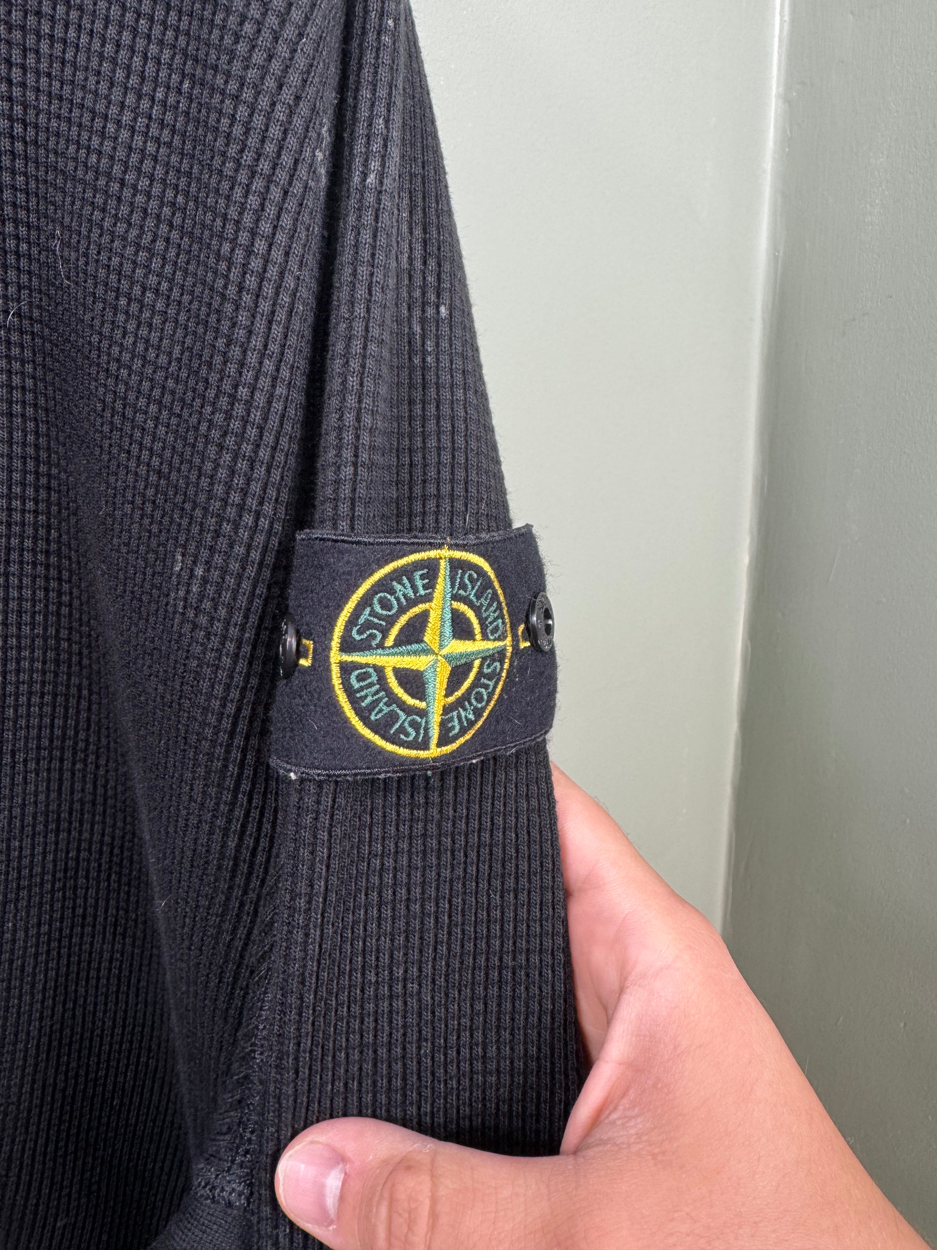 Stone Island Black Waffle Knit Zipped Jumper