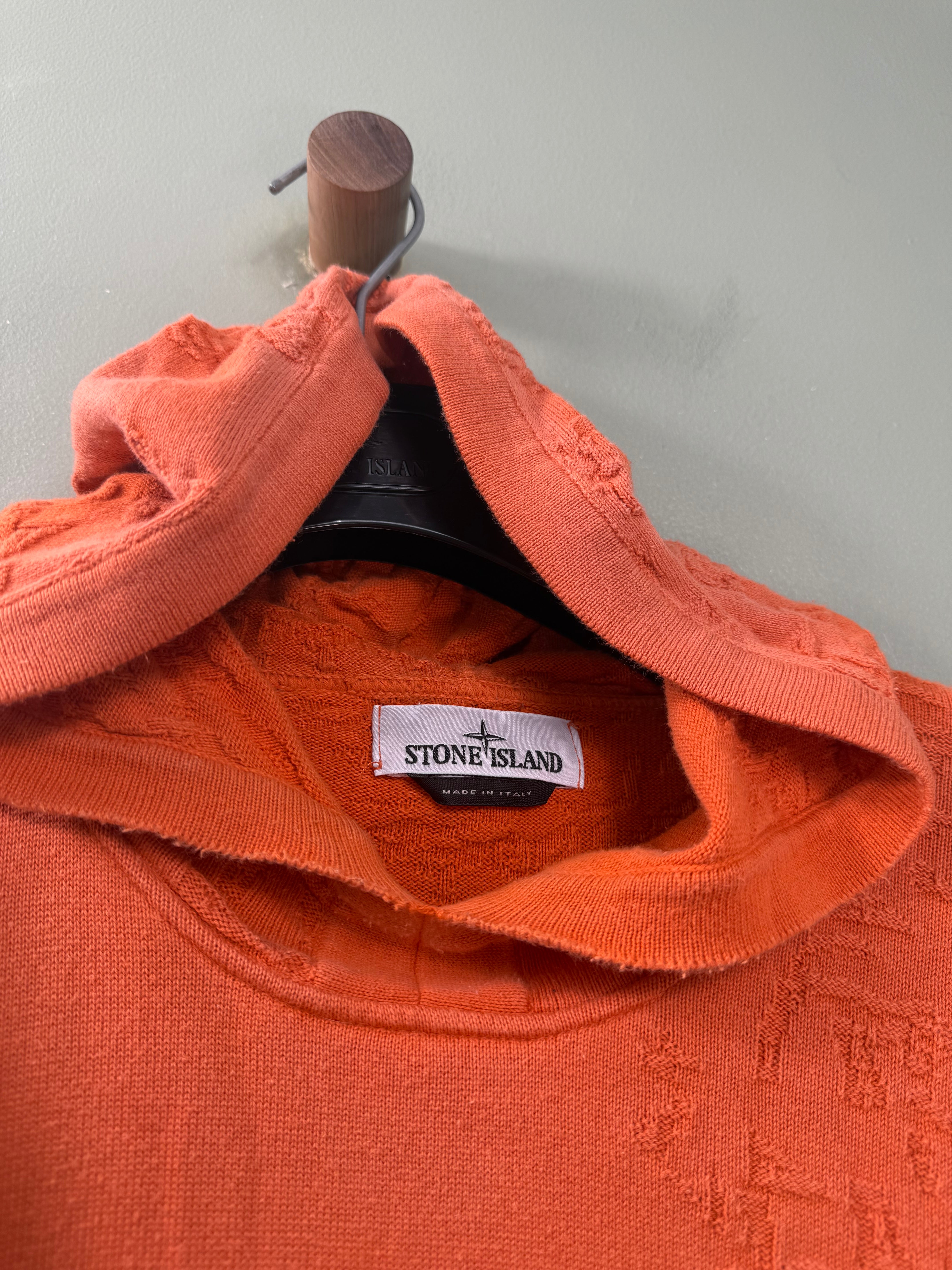 Stone Island Orange Pattern Knit Hoodie