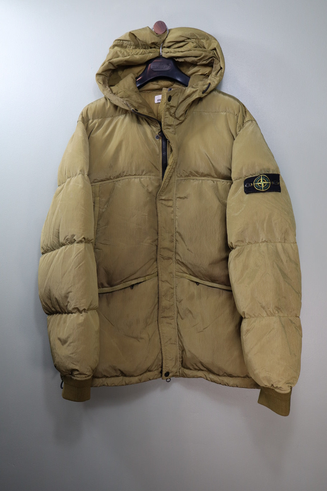 Stone Island Gold Nylon Metal Down Jacket