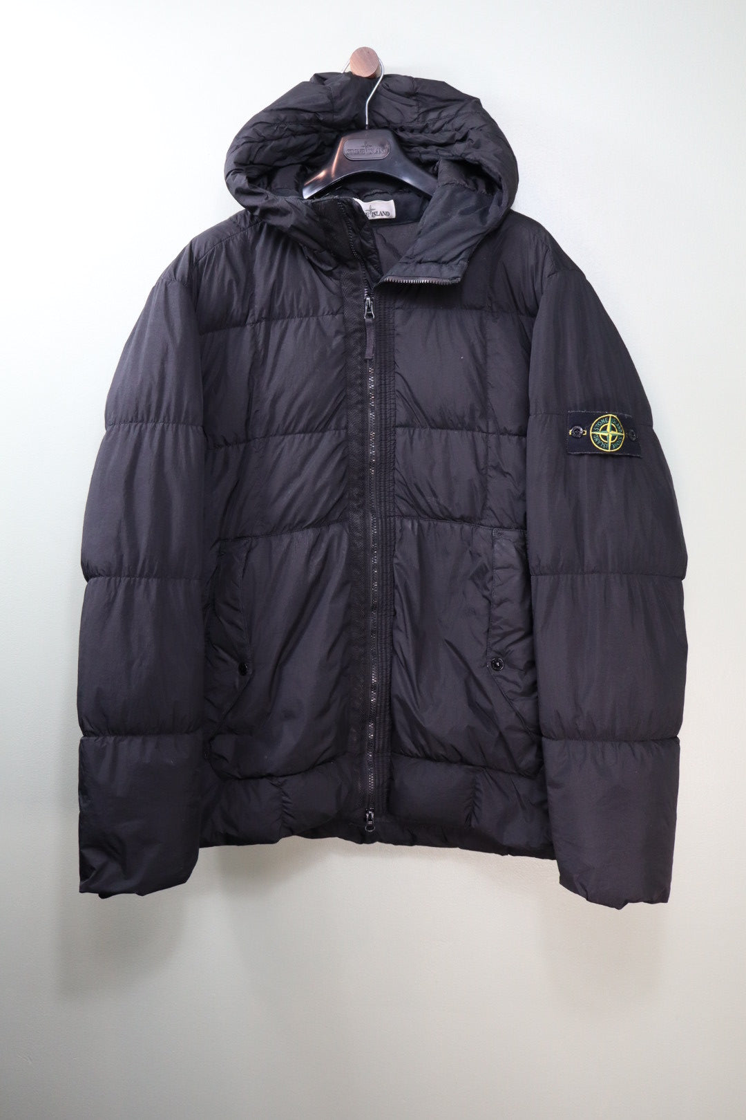 Stone Island Black Crinkle Reps Down Jacket
