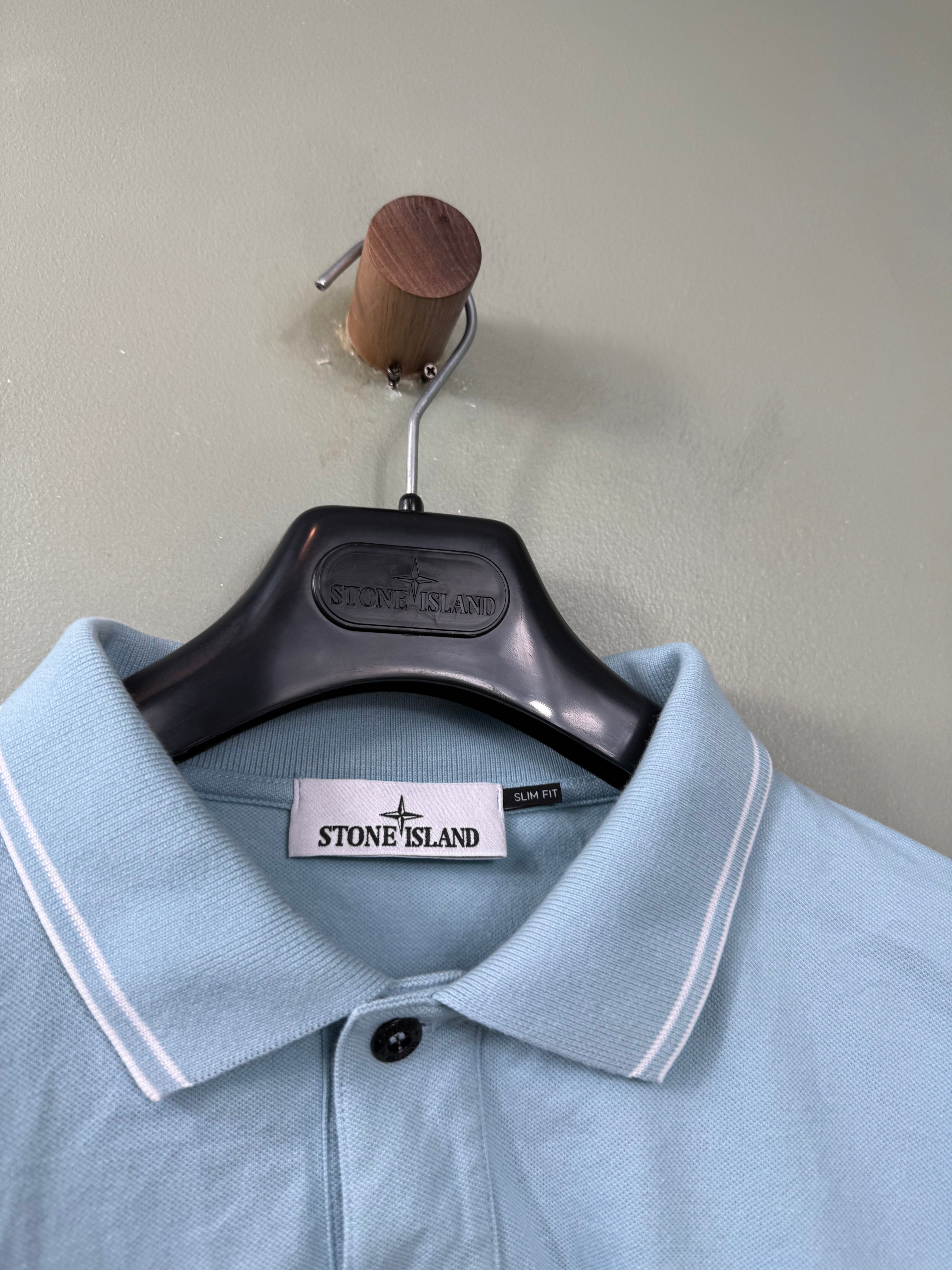 Stone Island Baby Blue Long Sleeve Polo Shirt